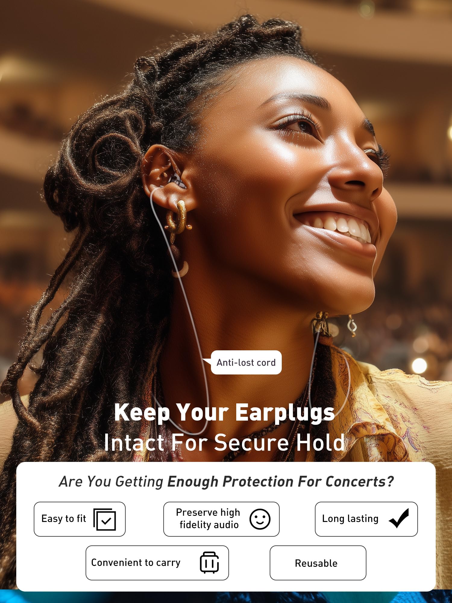 Hearprotek Concert Ear Plugs, 2Pairs Reusable high Fidelity Musician Ear Plugs for Concerts Loud Music-Noise Reduction Ear Protection earplugs for Rave,Festival,Music,Tinnitus Relief - Image 4