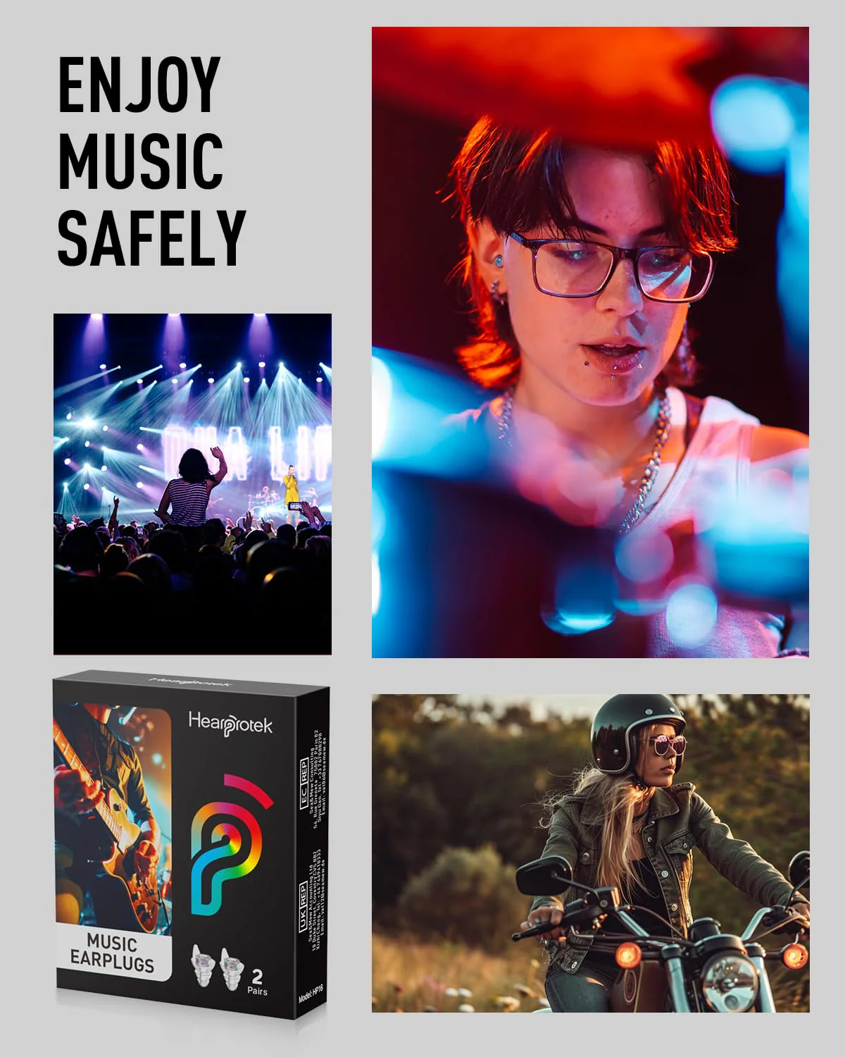 Hearprotek Concert Ear Plugs, 2Pairs Reusable high Fidelity Musician Ear Plugs for Concerts Loud Music-Noise Reduction Ear Protection earplugs for Rave,Festival,Music,Tinnitus Relief - Image 2