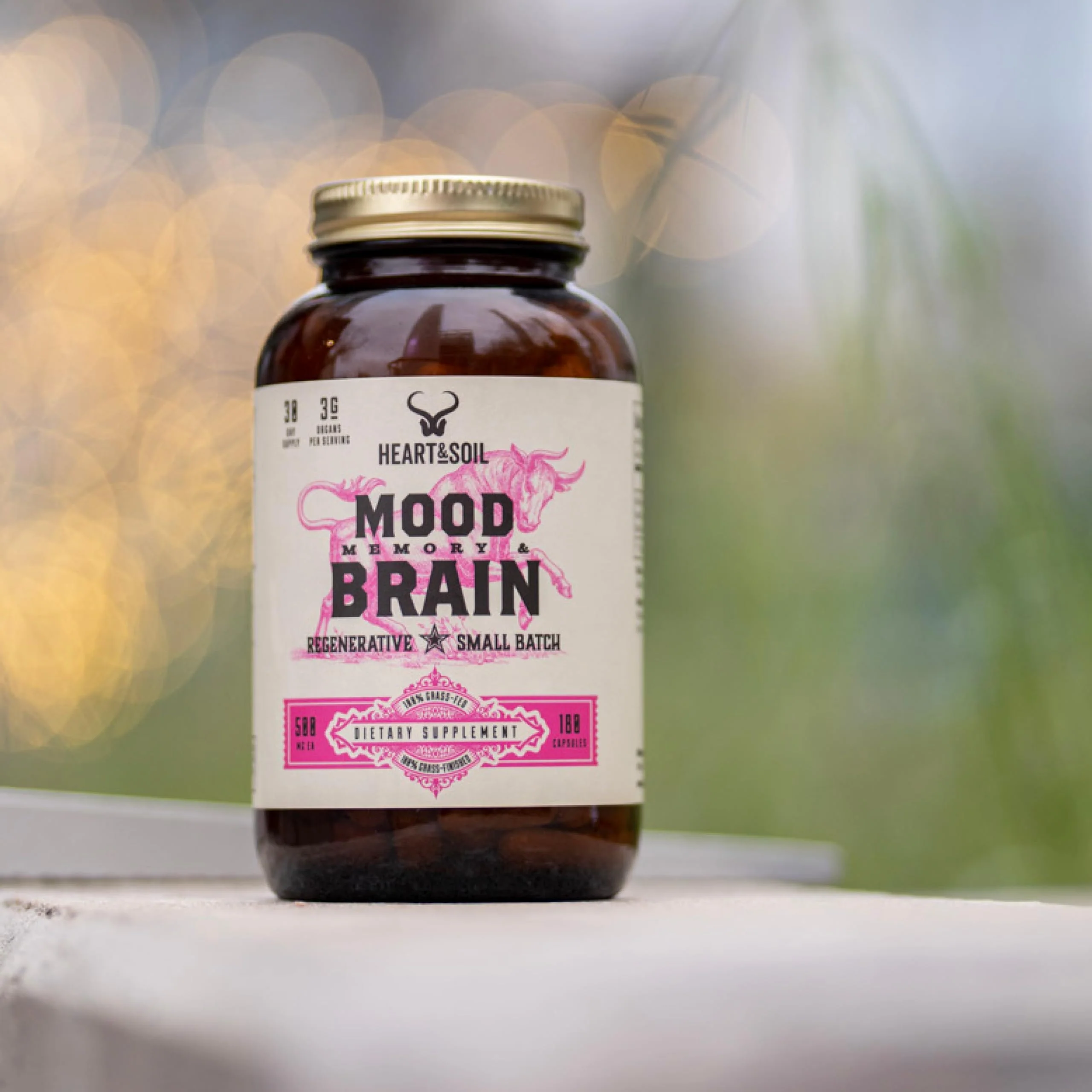 HEART & SOIL Grass Fed Beef Brain Supplement – 3000mg Brain Supplements for Memory and Focus with DHA, EPA, Choline, B12, Folate, Riboflavin, Selenium & Copper - Non-GMO, Allergen-Free - 180 Capsules - Image 2