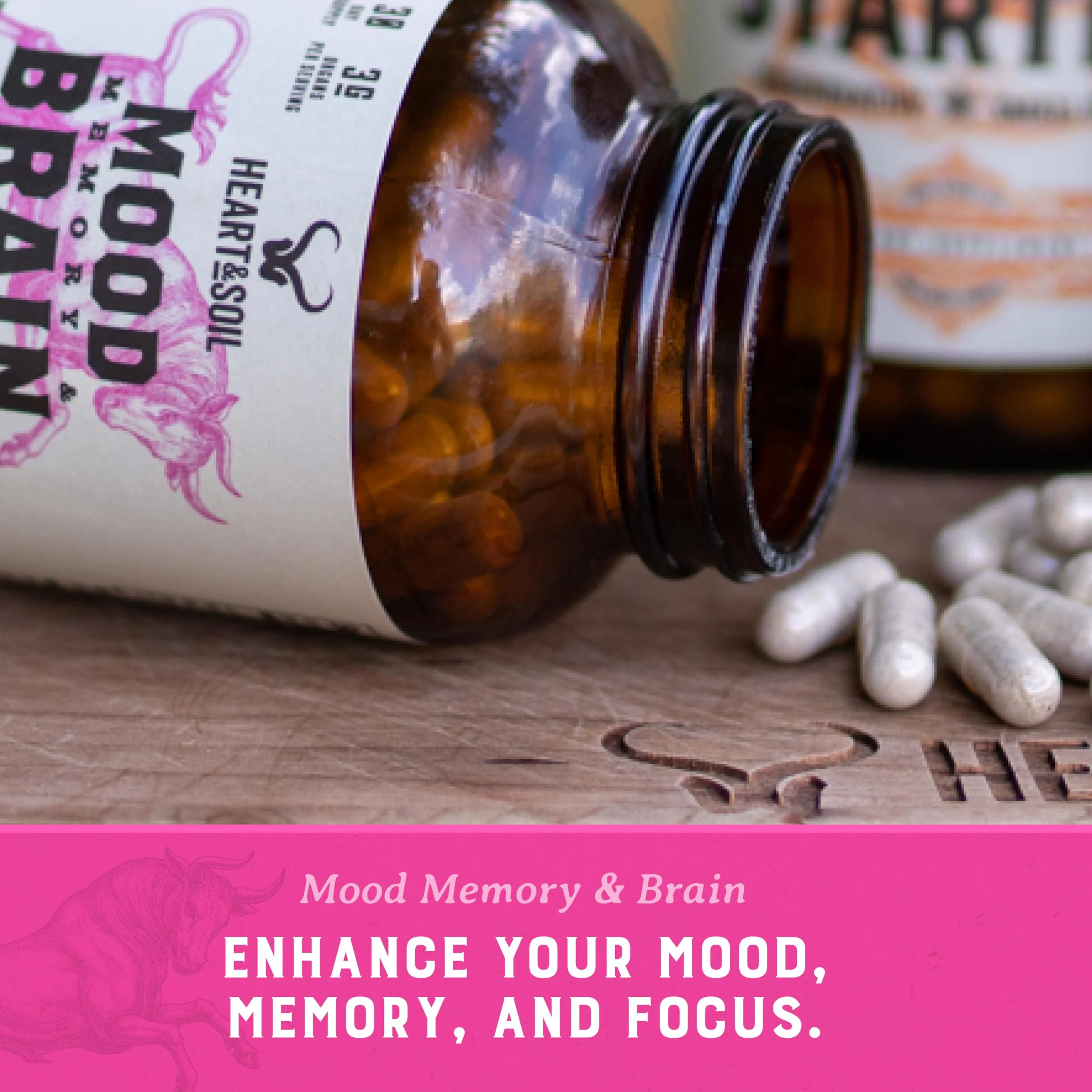 HEART & SOIL Grass Fed Beef Brain Supplement – 3000mg Brain Supplements for Memory and Focus with DHA, EPA, Choline, B12, Folate, Riboflavin, Selenium & Copper - Non-GMO, Allergen-Free - 180 Capsules - Image 5