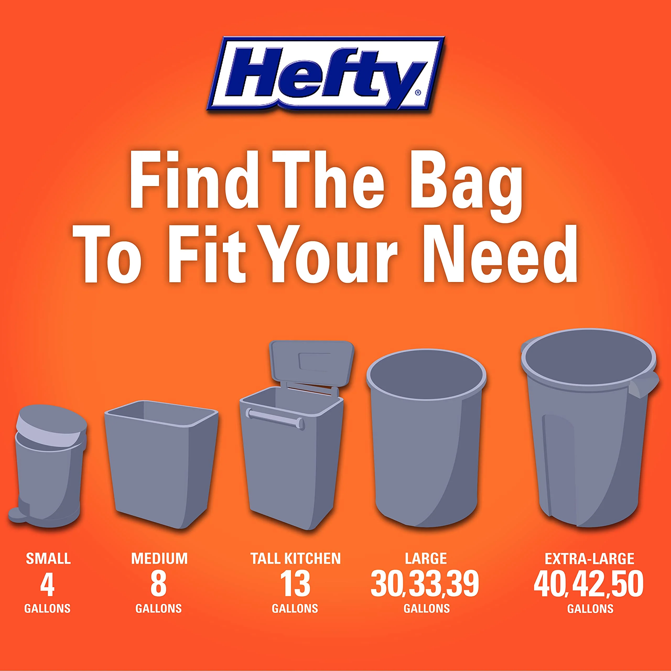 Hefty Ultra Strong 13 Gallon Trash Bags, Tall Kitchen Trash Bags Made with Recovered Materials, Including Coastal Plastic, Drawstring, Resists Leaks and Punctures, Gray, Seaside Breeze Scent, 80 Bags - Image 2