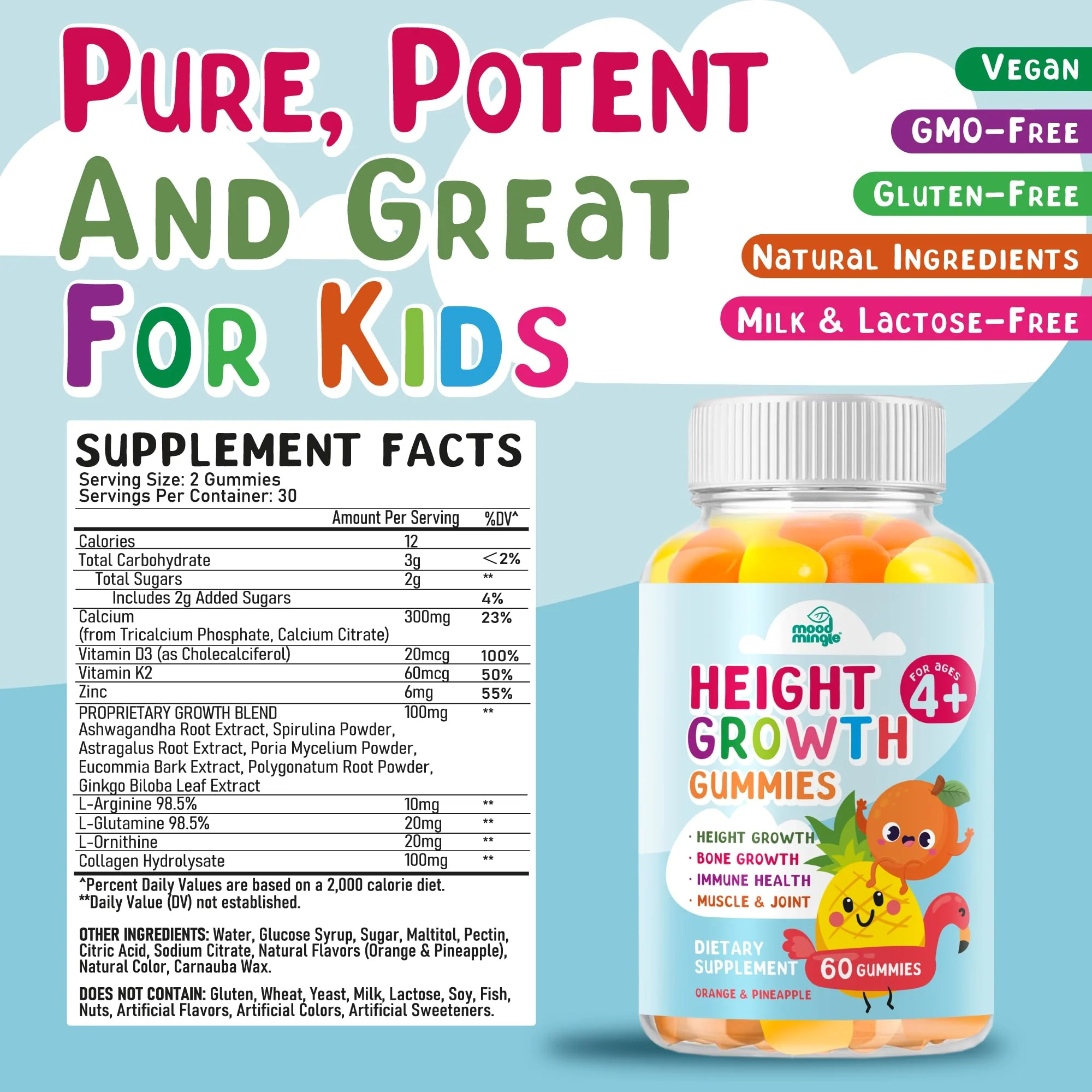 Height Growth Gummies Supplement - Kids Teens Height Increaser Maximizer Grow Taller Vitamins - Image 2