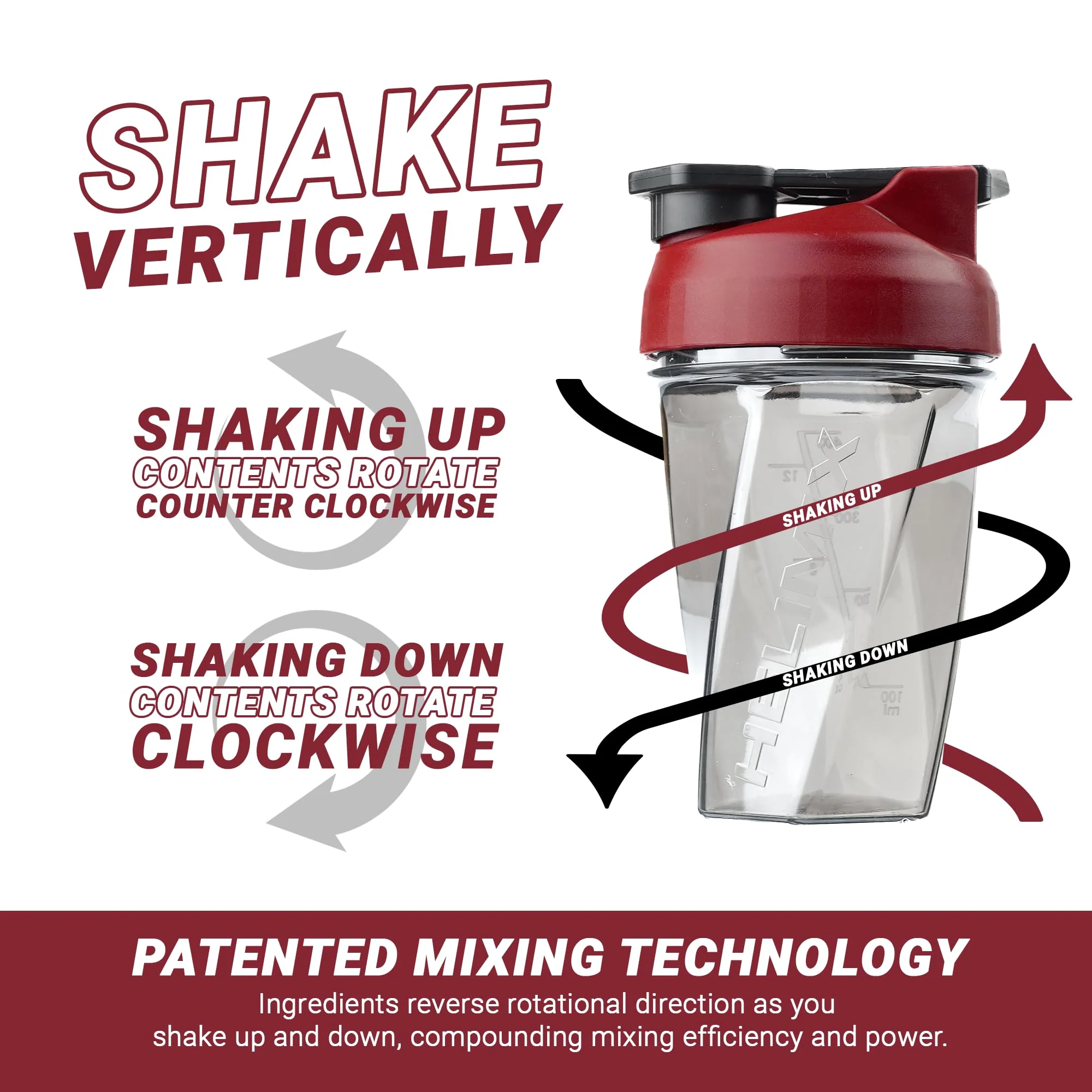HELIMIX 1.5 Vortex Blender Shaker Bottle Holds Upto 20oz | No Blending Ball or Whisk | USA Made | Portable Pre Workout Whey Protein Drink Shaker Cup | Mixes Cocktails Smoothies Shakes | Top Rack Safe - Image 6