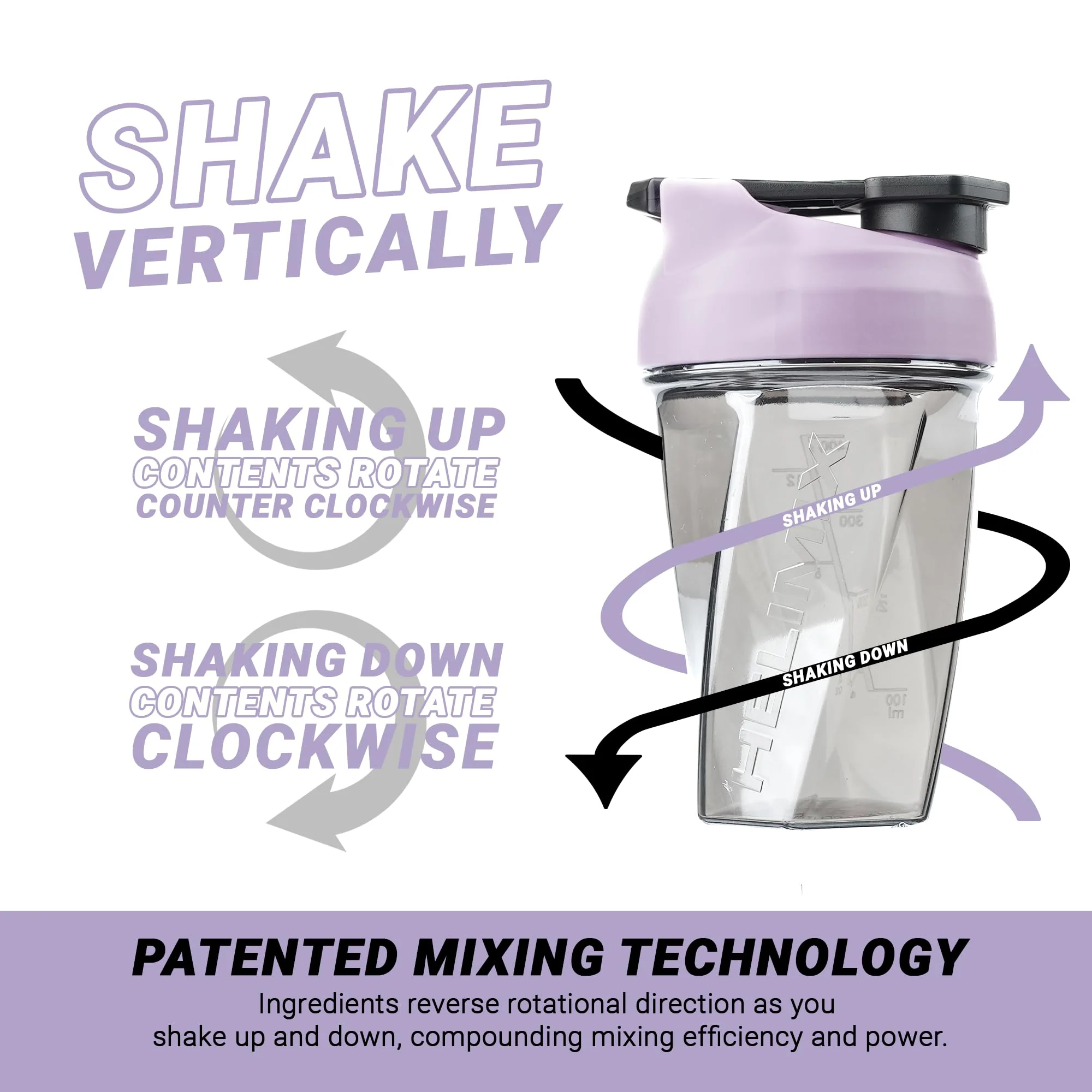 HELIMIX 1.5 Vortex Blender Shaker Bottle Holds Upto 20oz | No Blending Ball or Whisk | USA Made | Portable Pre Workout Whey Protein Drink Shaker Cup | Mixes Cocktails Smoothies Shakes | Top Rack Safe - Image 5