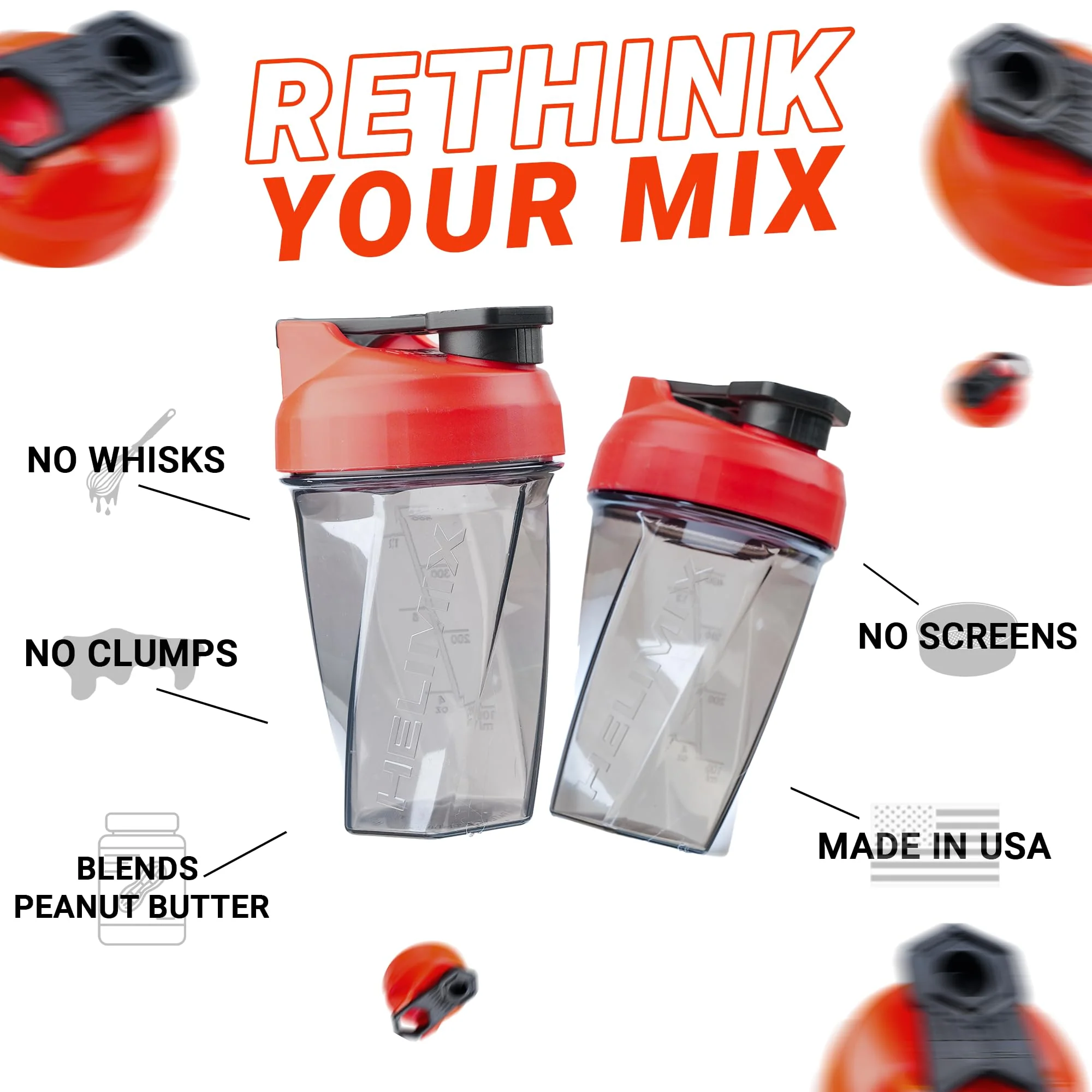 HELIMIX 1.5 Vortex Blender Shaker Bottle Holds Upto 20oz | No Blending Ball or Whisk | USA Made | Portable Pre Workout Whey Protein Drink Shaker Cup | Mixes Cocktails Smoothies Shakes | Top Rack Safe - Image 7