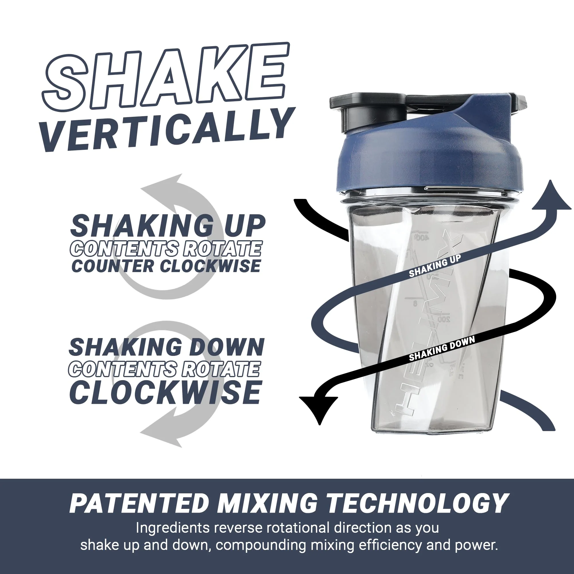 HELIMIX 1.5 Vortex Blender Shaker Bottle Holds Upto 20oz | No Blending Ball or Whisk | USA Made | Portable Pre Workout Whey Protein Drink Shaker Cup | Mixes Cocktails Smoothies Shakes | Top Rack Safe - Image 5