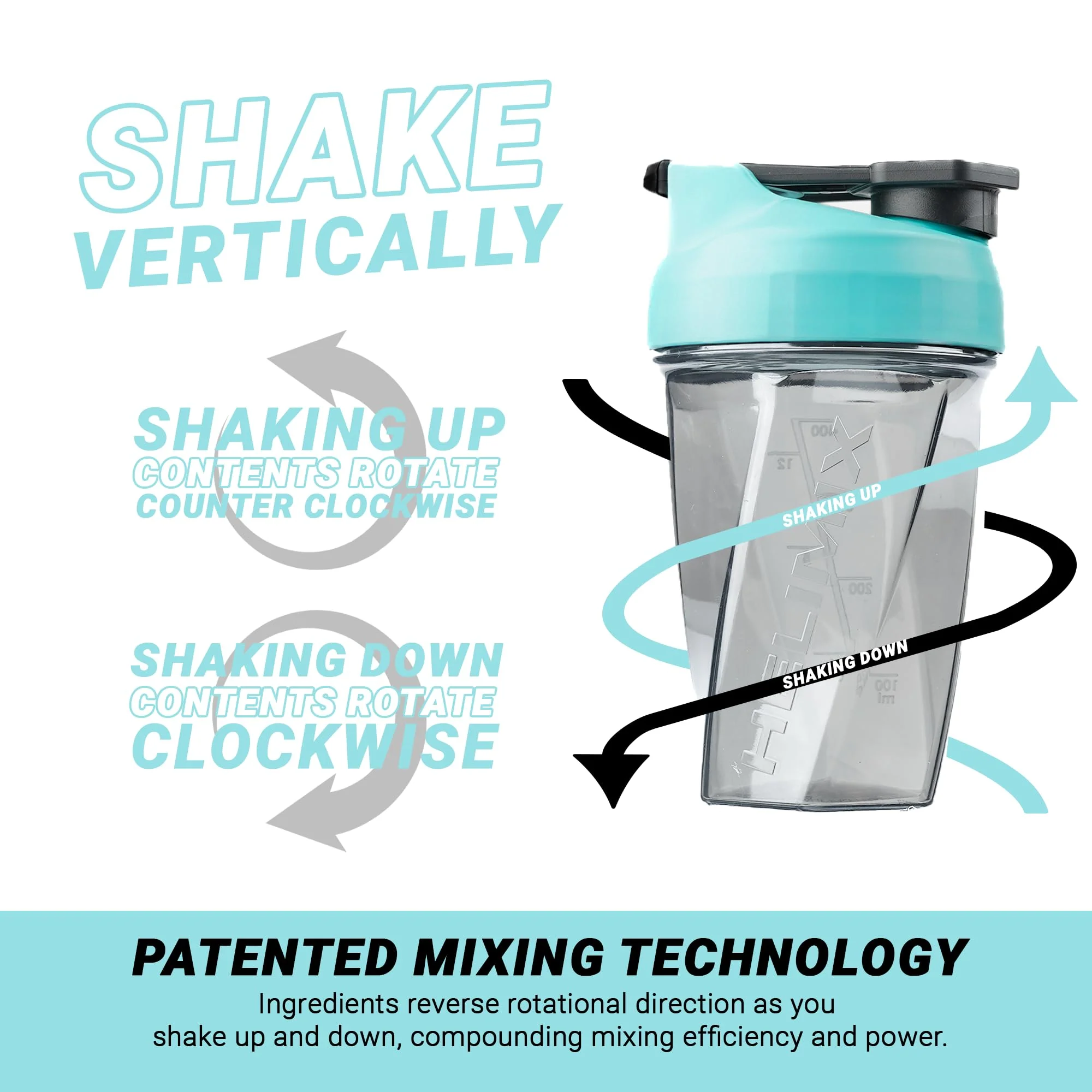 HELIMIX 1.5 Vortex Blender Shaker Bottle Holds Upto 20oz | No Blending Ball or Whisk | USA Made | Portable Pre Workout Whey Protein Drink Shaker Cup | Mixes Cocktails Smoothies Shakes | Top Rack Safe - Image 6
