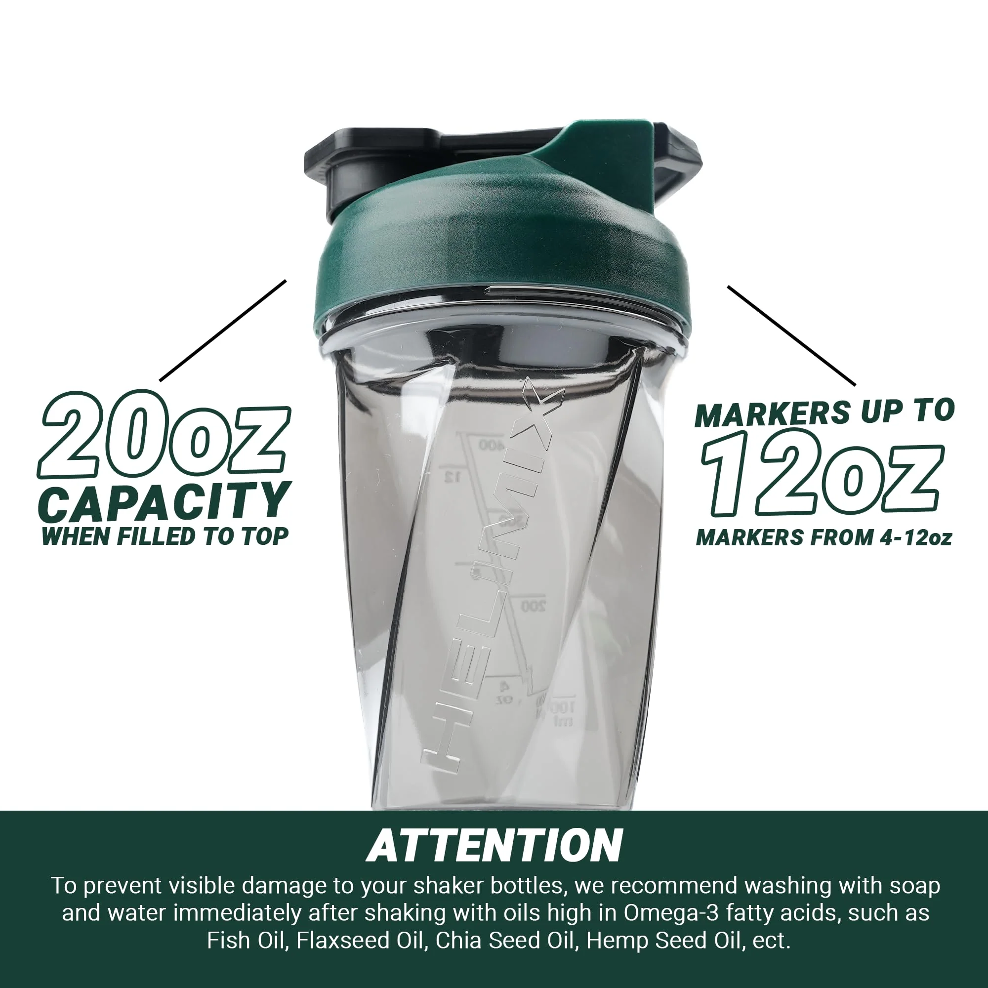 HELIMIX 1.5 Vortex Blender Shaker Bottle Holds Upto 20oz | No Blending Ball or Whisk | USA Made | Portable Pre Workout Whey Protein Drink Shaker Cup | Mixes Cocktails Smoothies Shakes | Top Rack Safe - Image 4