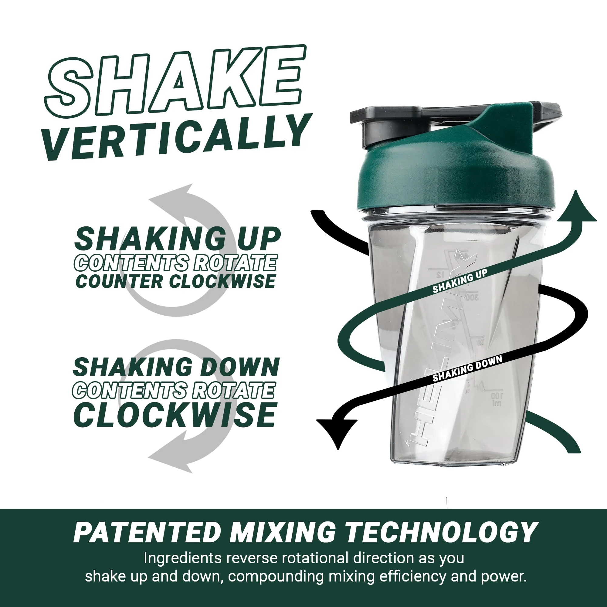 HELIMIX 1.5 Vortex Blender Shaker Bottle Holds Upto 20oz | No Blending Ball or Whisk | USA Made | Portable Pre Workout Whey Protein Drink Shaker Cup | Mixes Cocktails Smoothies Shakes | Top Rack Safe - Image 5