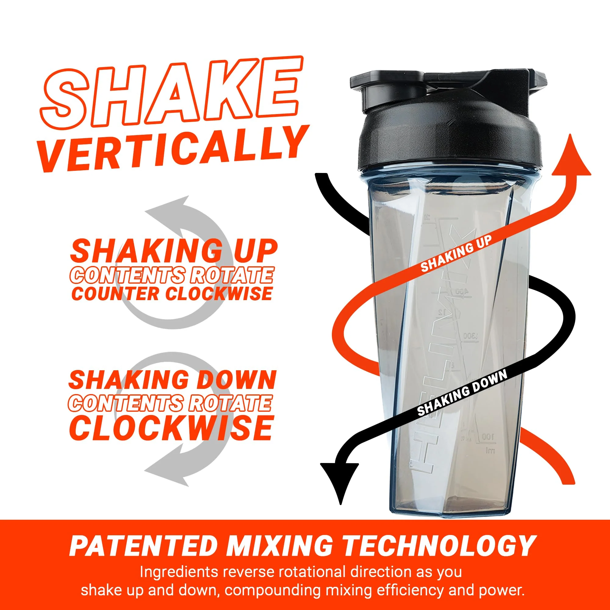 HELIMIX 2.0 Vortex Blender Shaker Bottle Holds upto 28oz | No Blending Ball or Whisk | USA Made | Portable Pre Workout Whey Protein Drink Cup | Mixes Cocktails Smoothies Shakes | Top Rack Safe - Image 6