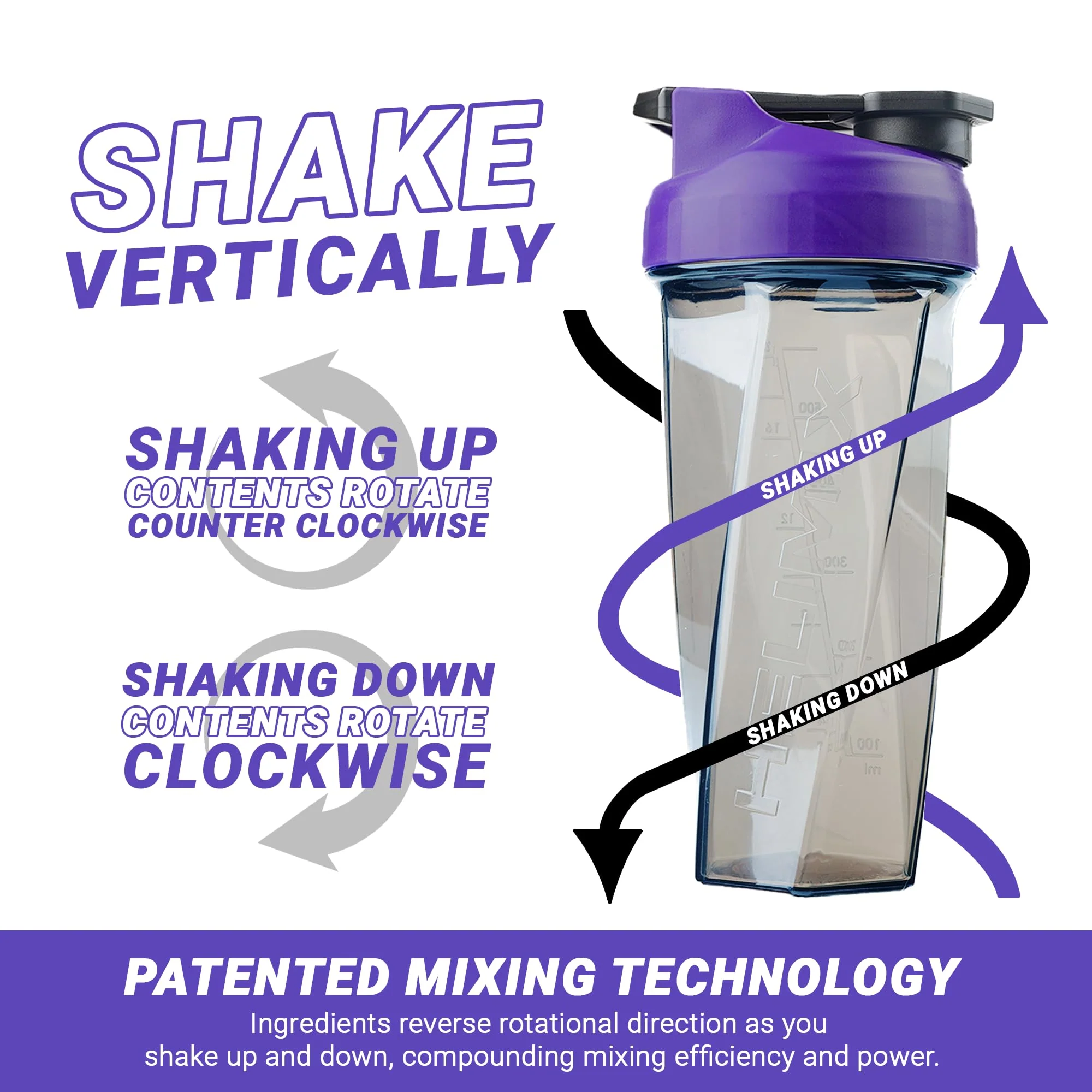 HELIMIX 2.0 Vortex Blender Shaker Bottle Holds upto 28oz | No Blending Ball or Whisk | USA Made | Portable Pre Workout Whey Protein Drink Shaker Cup | Mixes Cocktails Smoothies Shakes | Top Rack Safe - Image 5