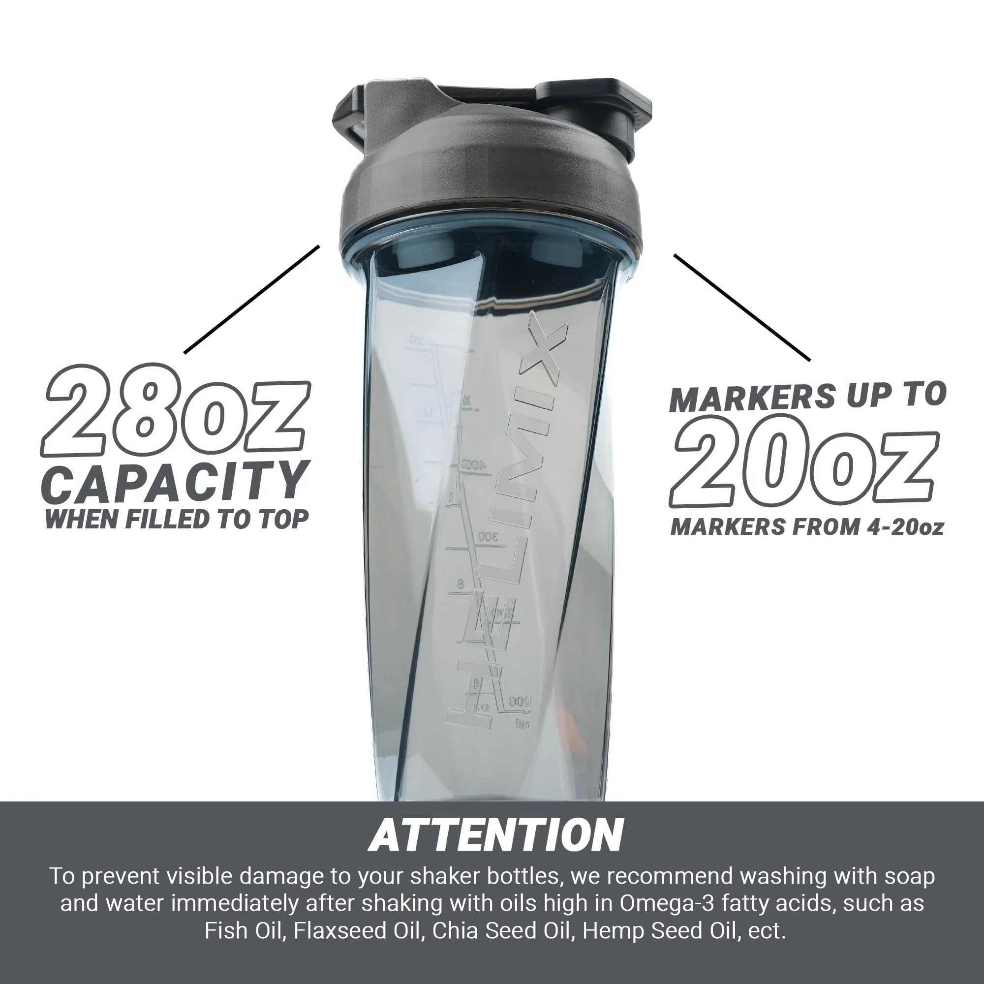 HELIMIX 2.0 Vortex Blender Shaker Bottle Holds upto 28oz | No Blending Ball or Whisk | USA Made | Portable Pre Workout Whey Protein Drink Shaker Cup | Mixes Cocktails Smoothies Shakes | Top Rack Safe - Image 4