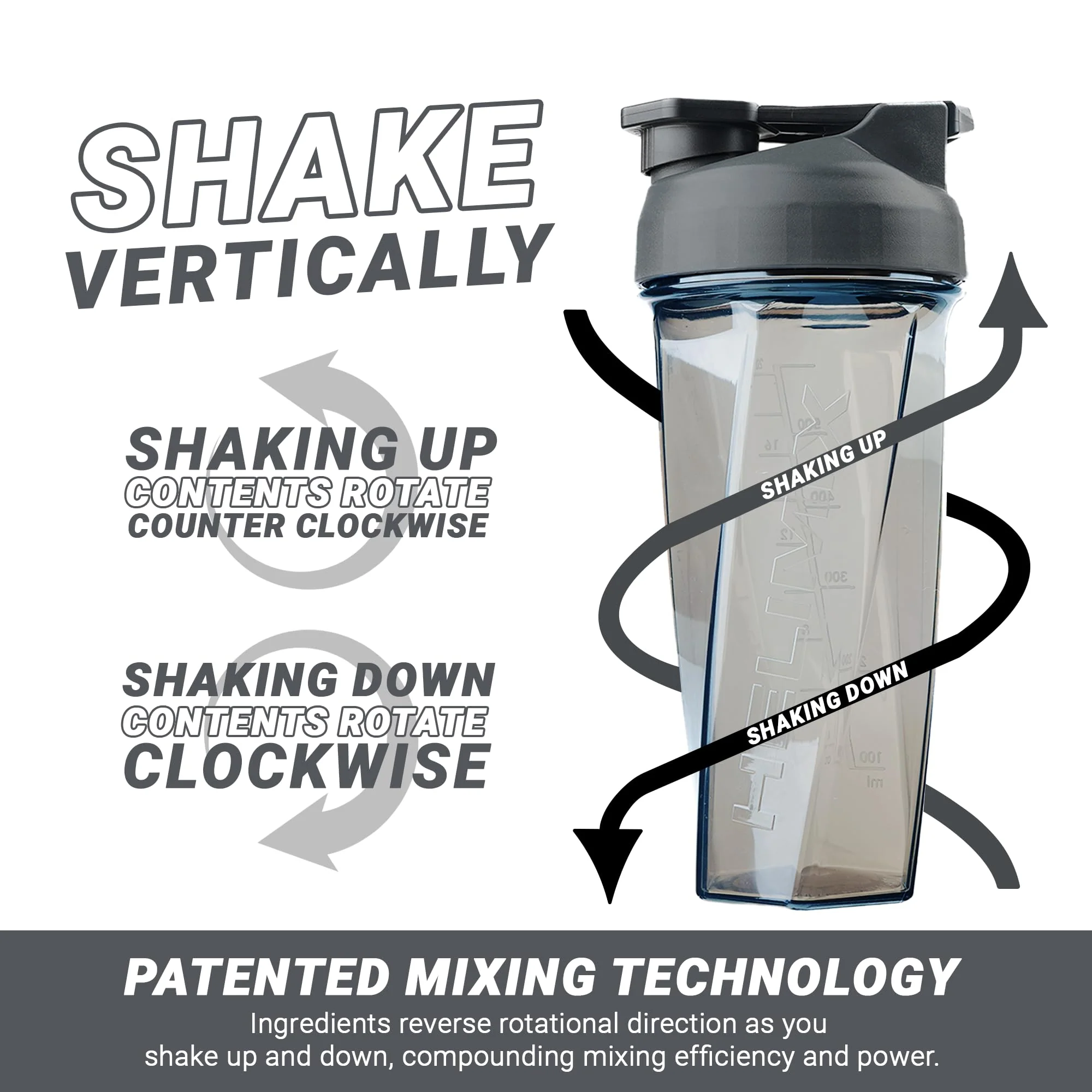 HELIMIX 2.0 Vortex Blender Shaker Bottle Holds upto 28oz | No Blending Ball or Whisk | USA Made | Portable Pre Workout Whey Protein Drink Shaker Cup | Mixes Cocktails Smoothies Shakes | Top Rack Safe - Image 5