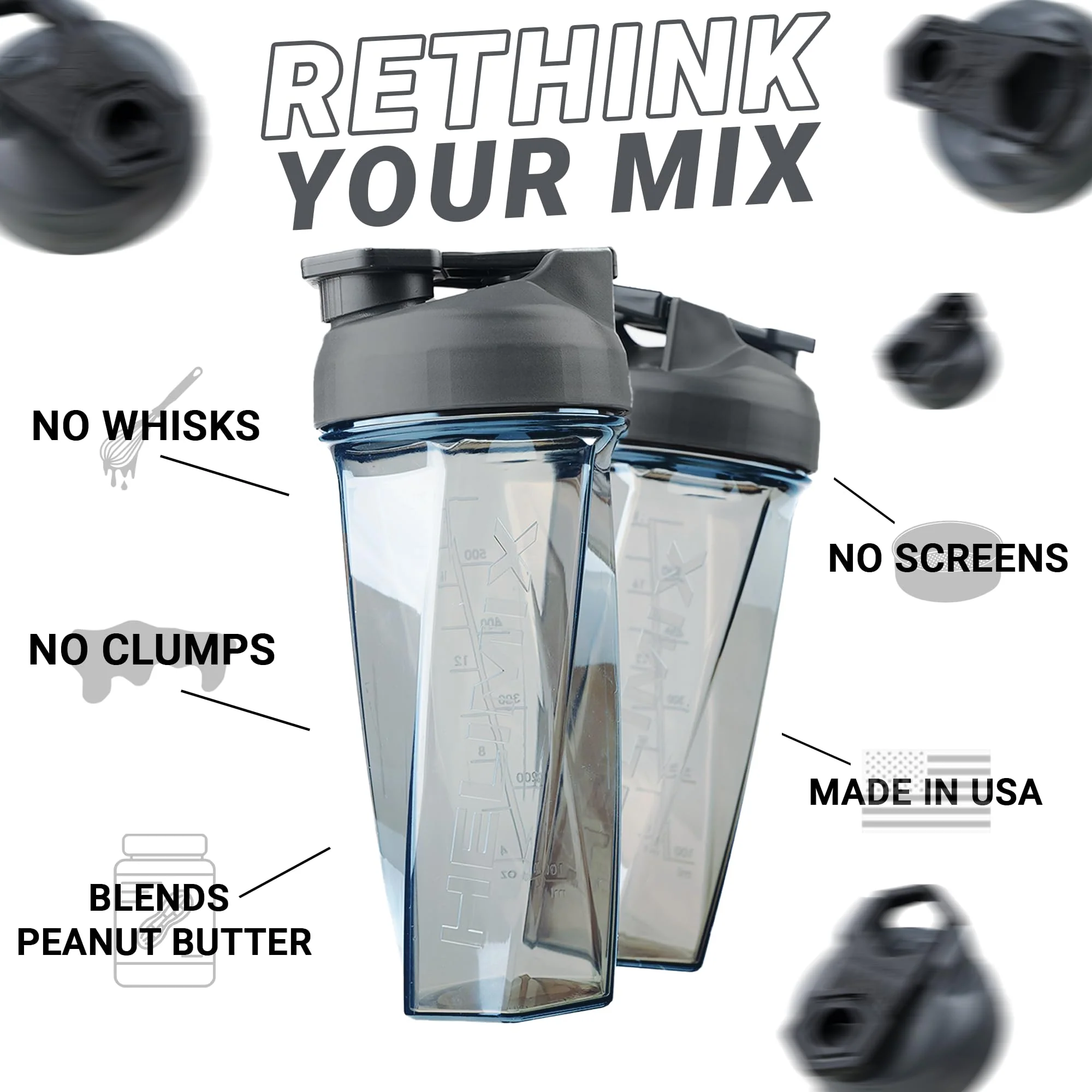 HELIMIX 2.0 Vortex Blender Shaker Bottle Holds upto 28oz | No Blending Ball or Whisk | USA Made | Portable Pre Workout Whey Protein Drink Shaker Cup | Mixes Cocktails Smoothies Shakes | Top Rack Safe - Image 7
