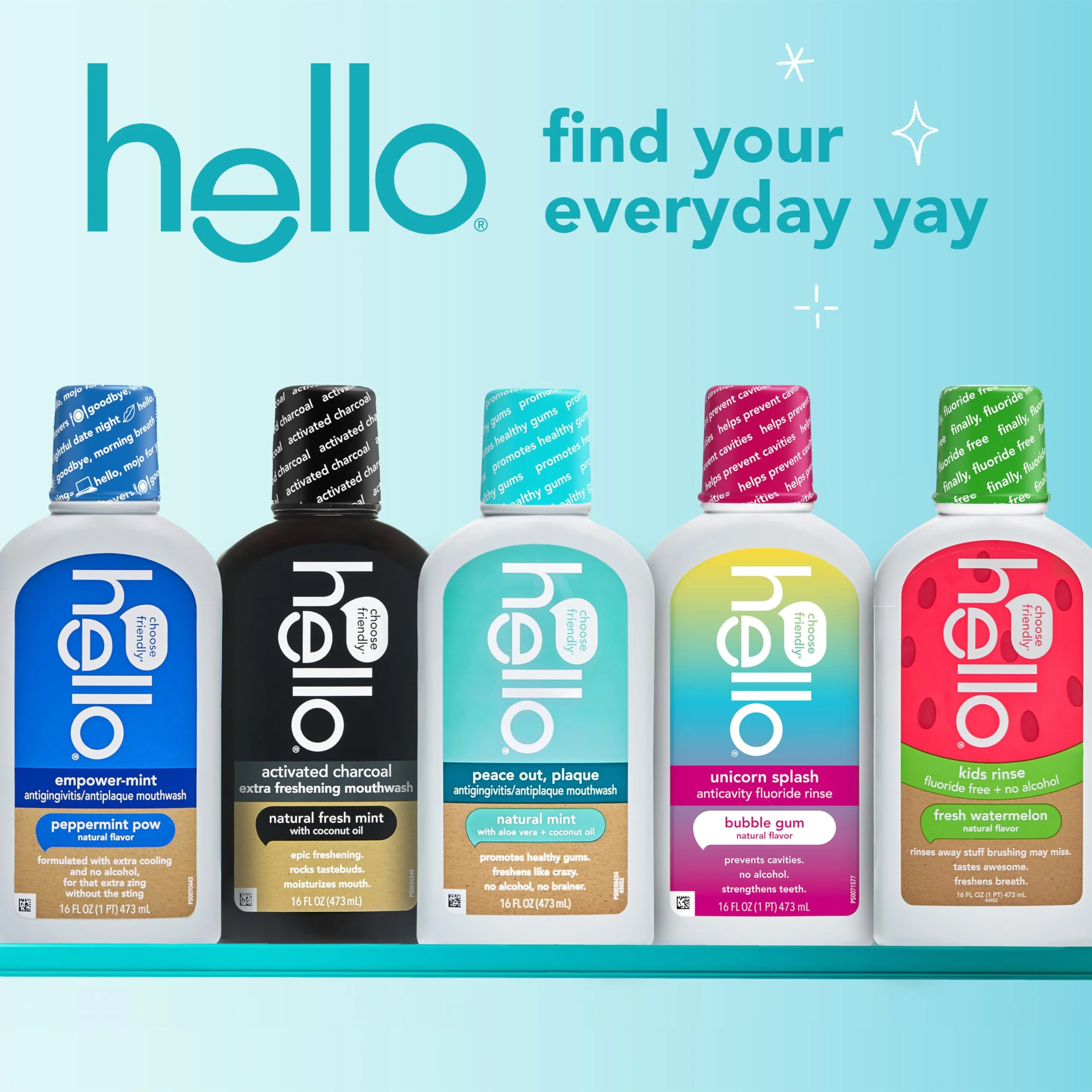 Hello Activated Charcoal Extra Freshening Mouthwash, Natural Fresh Mint and Coconut Oil, Fluoride Free, Alcohol Free, Vegan, SLS Free and Gluten Free, 16 Fl Oz (Pack of 3) - Image 3