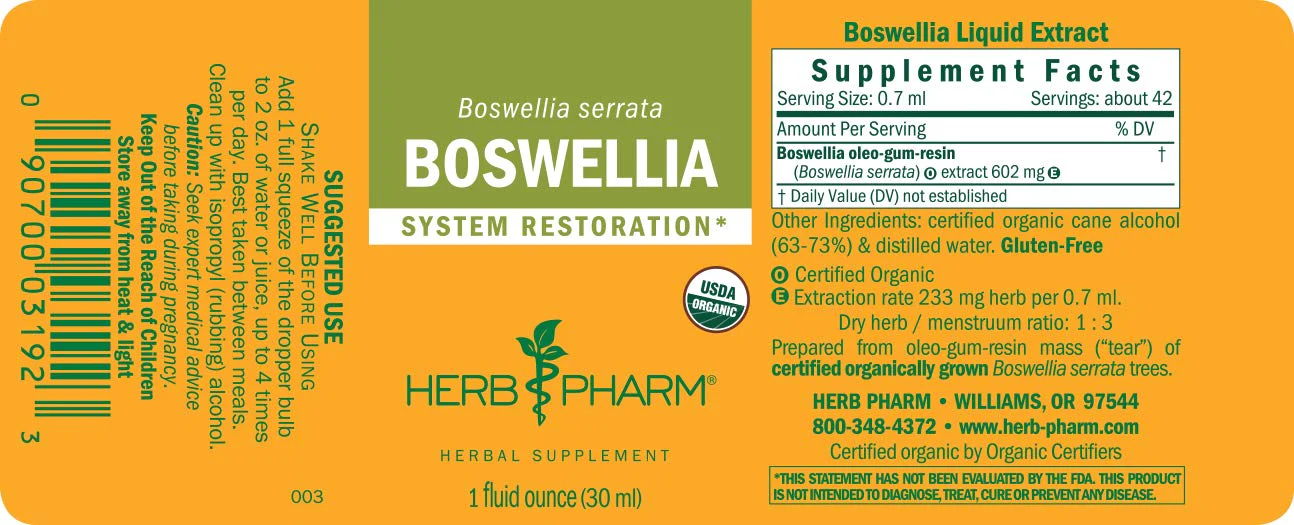 Herb Pharm Certified Organic Boswellia Liquid Extract for Joint Support, 1 Fl Oz - Image 4