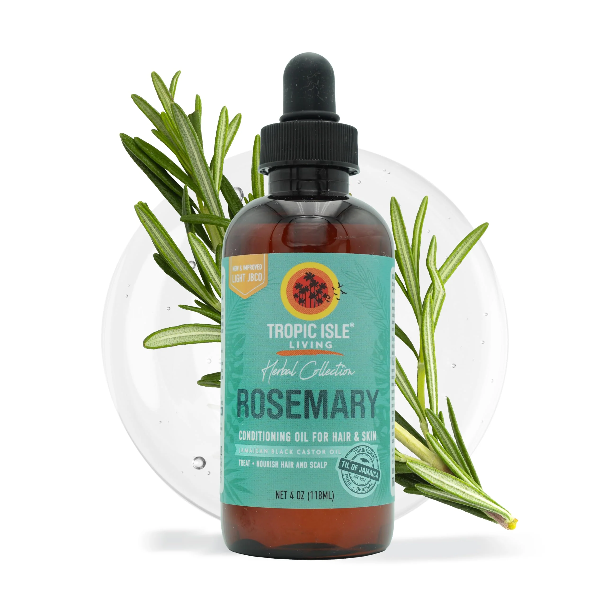 Herbal Collection Jamaican Black Castor Oil (Rosemary) 4oz | Revitalizing & Nourishing Oil for Hair, Skin & Scalp | Promotes Hair Growth, Stimulates Scalp & Adds Shine | Paraben-Free & Cruelty-Free