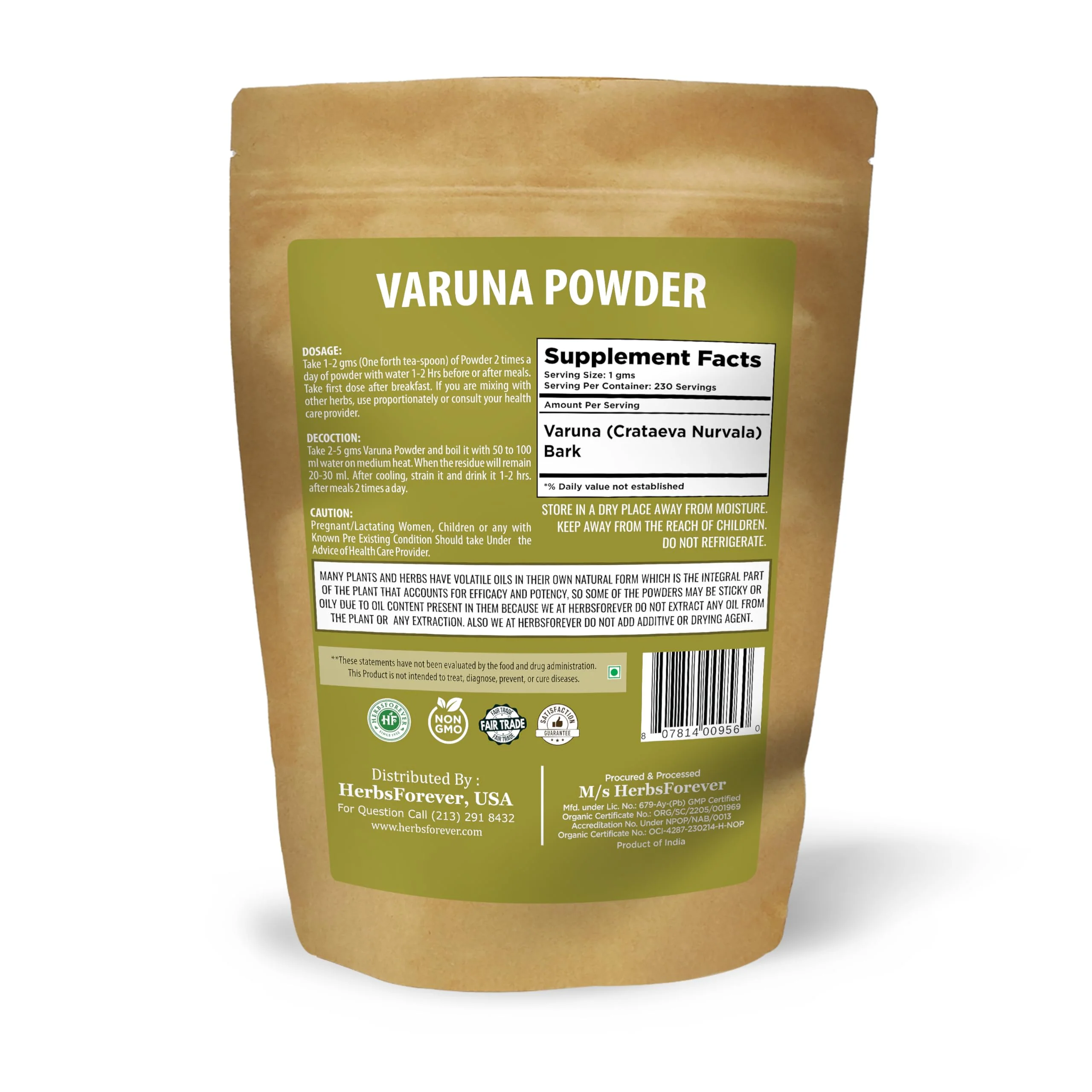 Herbsforever Organic Varuna Crataeva Nurvala Powder 230g Non-GMO, Vegan Extract for Bladder and Kidney Function Support, Promotes Natural Balance and Wellness - Image 8