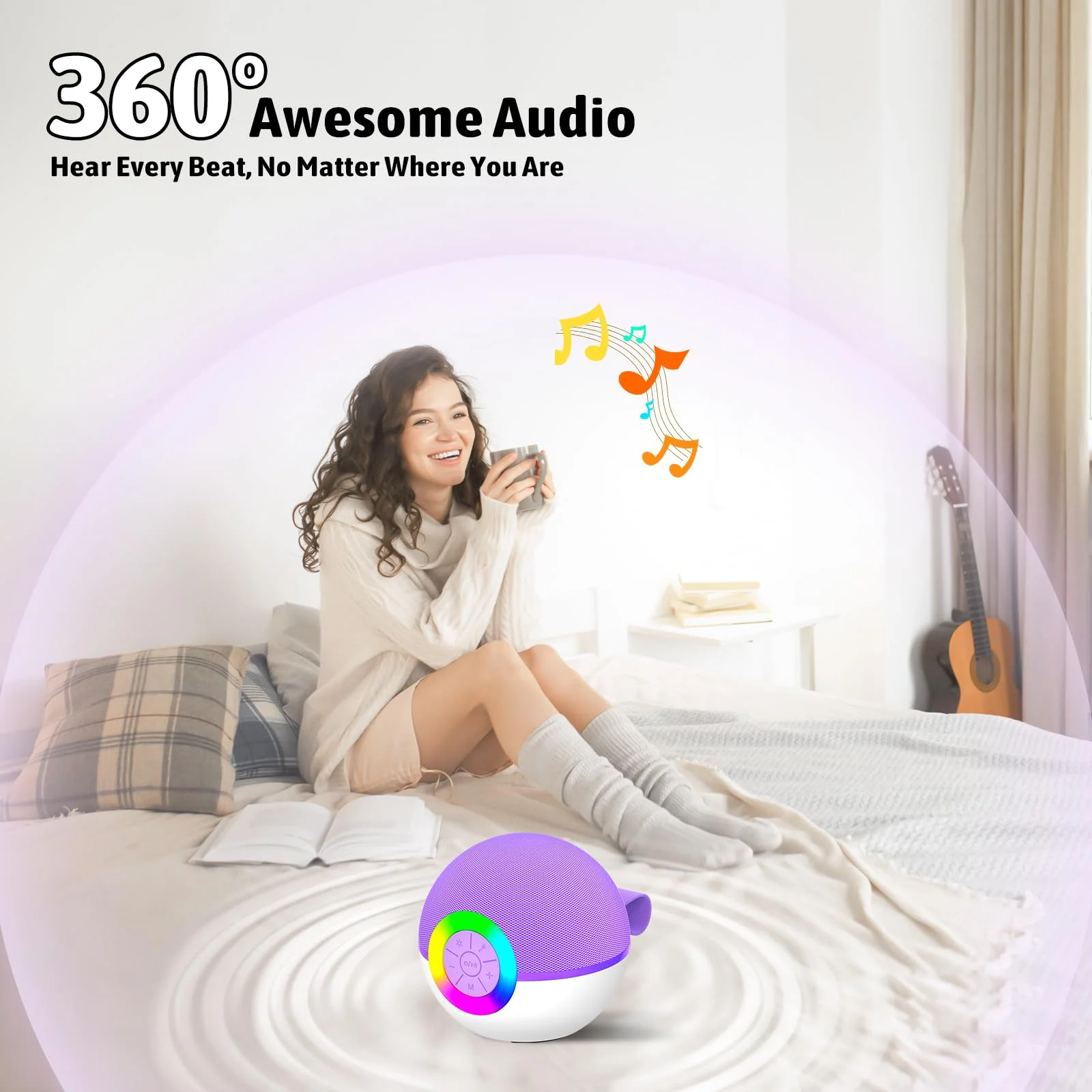 Heroange Karaoke Microphone Machine Toys for Kids Adults, Mini Portable Bluetooth Speaker with 2 Wireless Mics, Christmas Birthday Gifts for Boys Girls Ages 3 4 5 6 7 8 9 10 11 12+ Year (Purple) - Image 5
