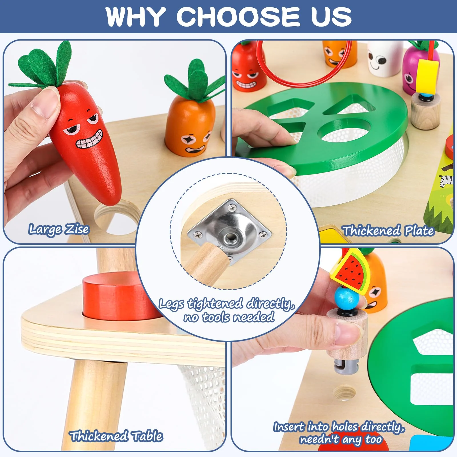 HEYLANDU Activity Table, Montessori Toys for 1 2 Year Old Girls Boy Gifts, 7 in 1 Wooden Sensory Play Table for Toddler 1 2 3, Learning Toys for Baby 12-18 Months 1st Christmas Birthday Gifts - Image 5