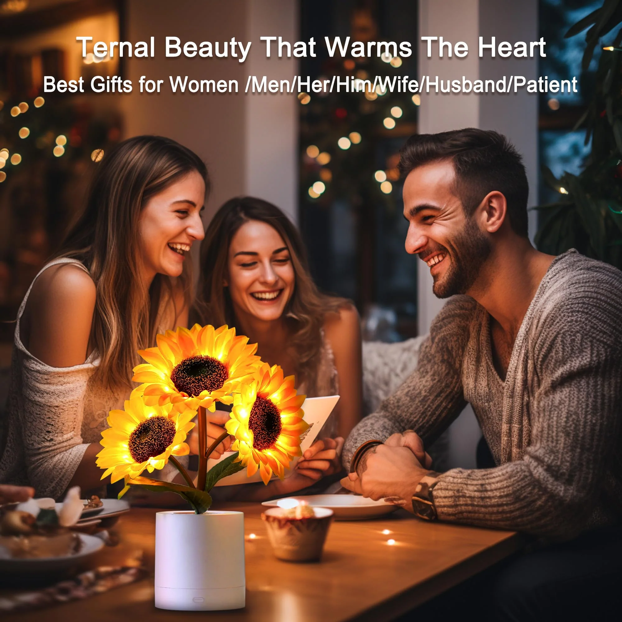 hibeauti Sunflower LED Lamp for Women, Mother's Day Ideal for Bedroom Decor Sunflower Gifts for Mom Grandma Teacher Aunt Girlfriends Coworker Friend Wife Mothers Anniversary Birthday Christmas - Image 3
