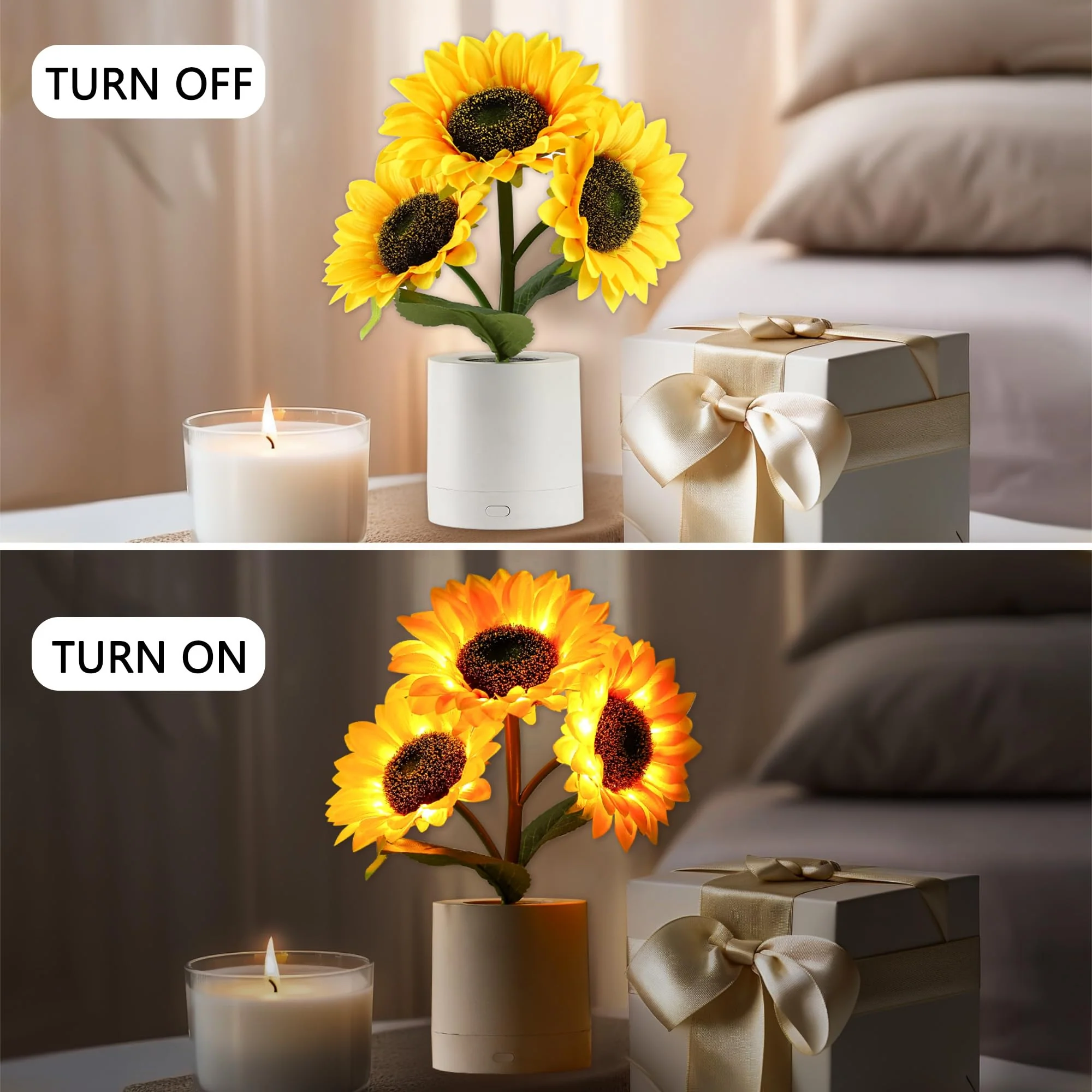 hibeauti Sunflower LED Lamp for Women, Mother's Day Ideal for Bedroom Decor Sunflower Gifts for Mom Grandma Teacher Aunt Girlfriends Coworker Friend Wife Mothers Anniversary Birthday Christmas - Image 6