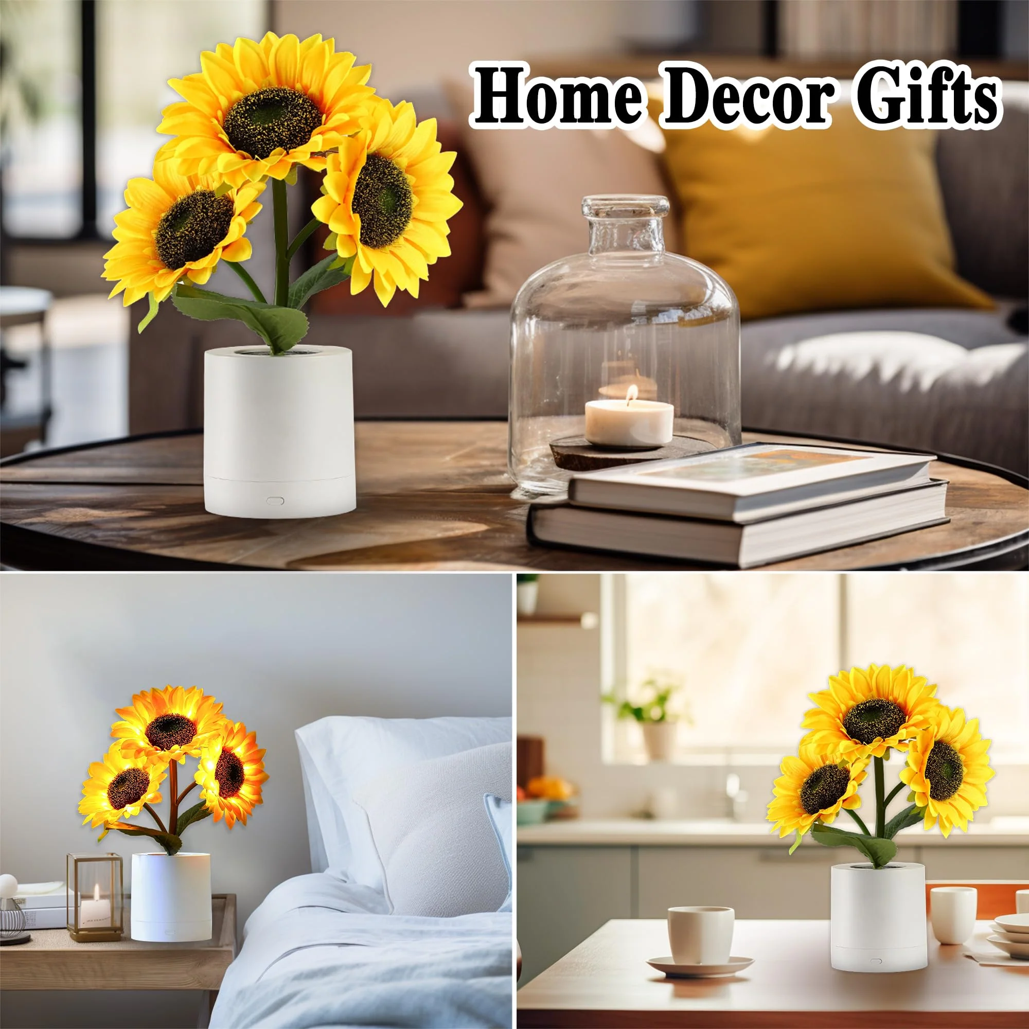 hibeauti Sunflower LED Lamp for Women, Mother's Day Ideal for Bedroom Decor Sunflower Gifts for Mom Grandma Teacher Aunt Girlfriends Coworker Friend Wife Mothers Anniversary Birthday Christmas - Image 7