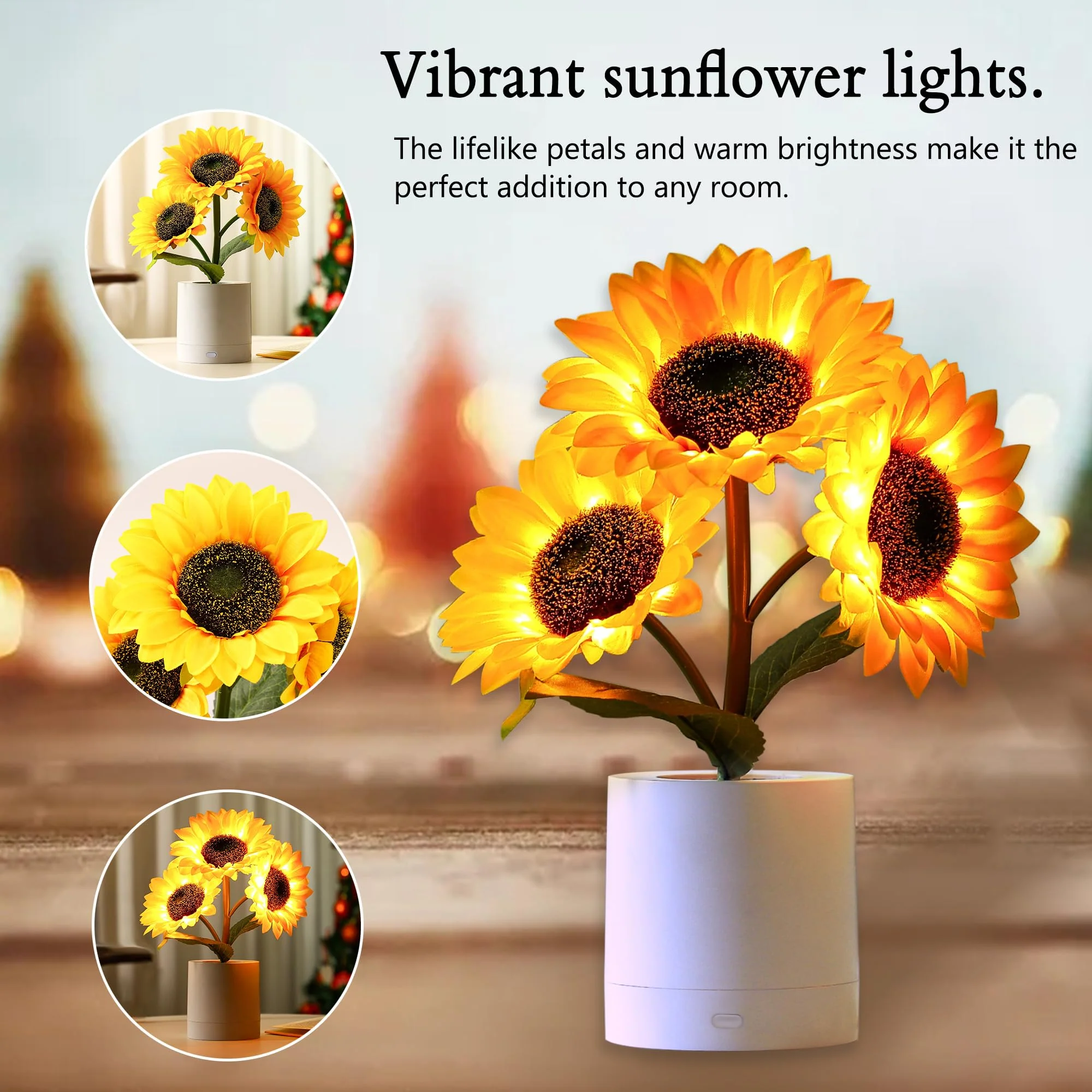 hibeauti Sunflower LED Lamp for Women, Mother's Day Ideal for Bedroom Decor Sunflower Gifts for Mom Grandma Teacher Aunt Girlfriends Coworker Friend Wife Mothers Anniversary Birthday Christmas - Image 8