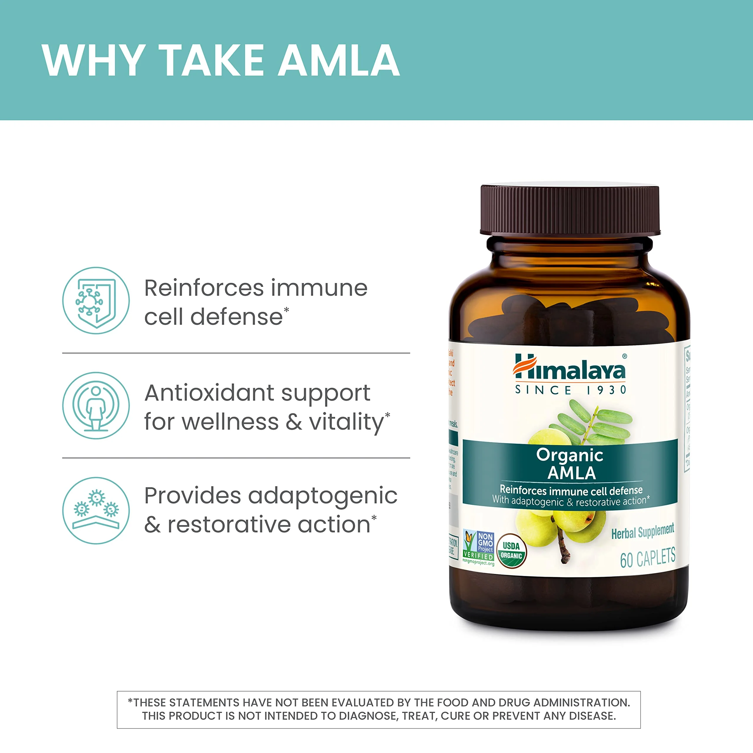 Himalaya Organic Amla/Amalaki for Active Immune Support and Cellular Defense, 600 mg, 60 Caplets, 2 Month Supply, 2 Pack - Image 7