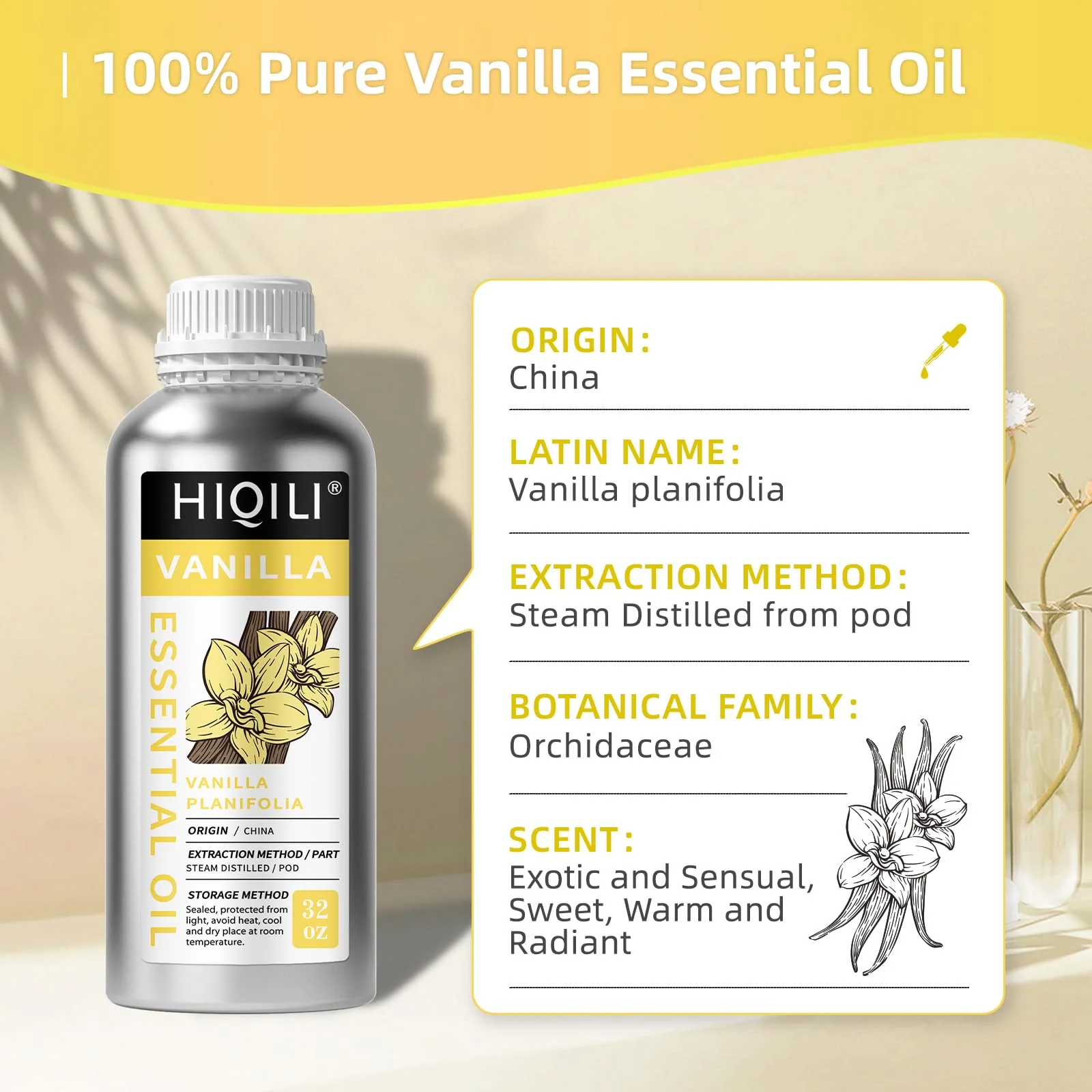 HIQILI 32 Ounces Vanilla Essential Oil, Strong Fragrance for Body Lotion, Candle Making, Soap, Aromatherapy-32 Fl Oz - Image 7