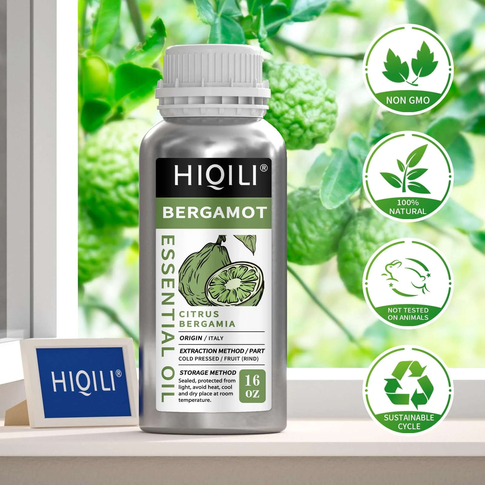 HIQILI Bergamot Essential Oil for Diffuser, Skin, Hair, DIY, 100% Pure & Natural - 16 Fl Oz (500 mL) - Image 4