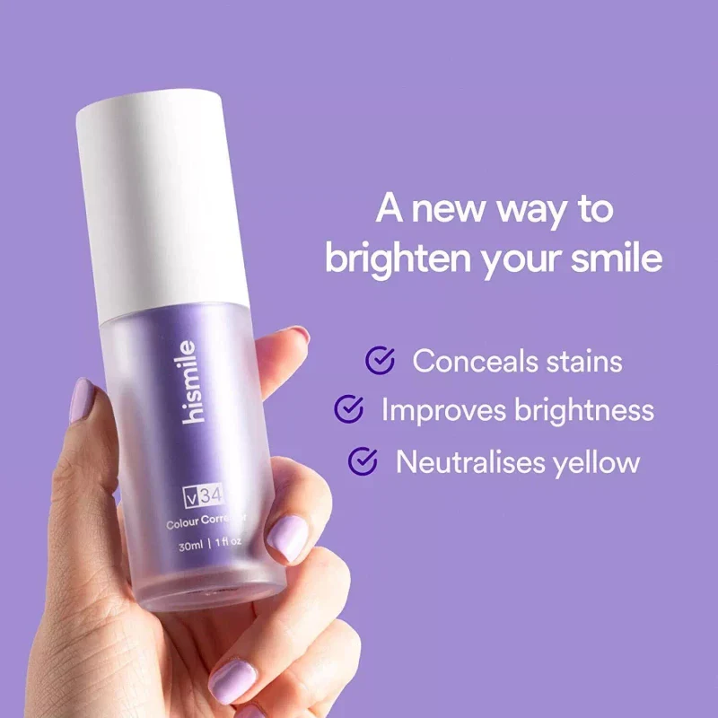 Hismile v34 Colour Corrector Serum Purple Teeth Whitening Tooth Stain Removal US - Image 8