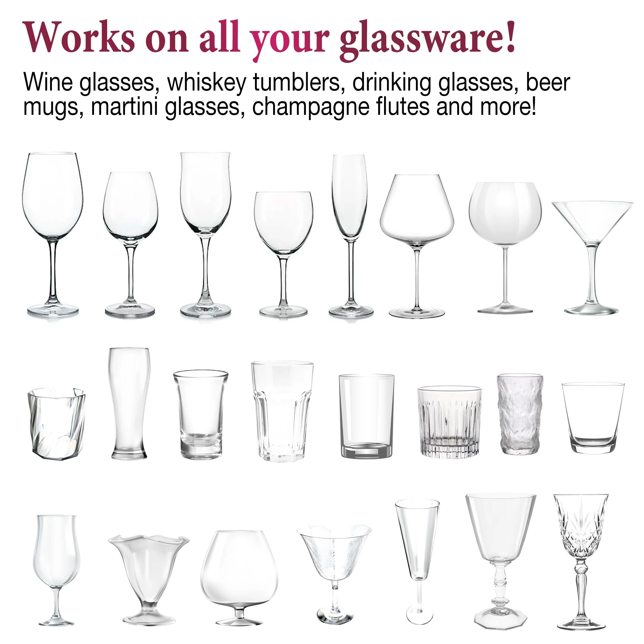 Home Glassware Polisher, World's First Affordable Spinning Glass Polisher, 600 RPM Dries and Polishes, All Glasses, Wine, Bar, Drinking, For Sparkling Glassware. Burgundy, Premium Painted - Image 5