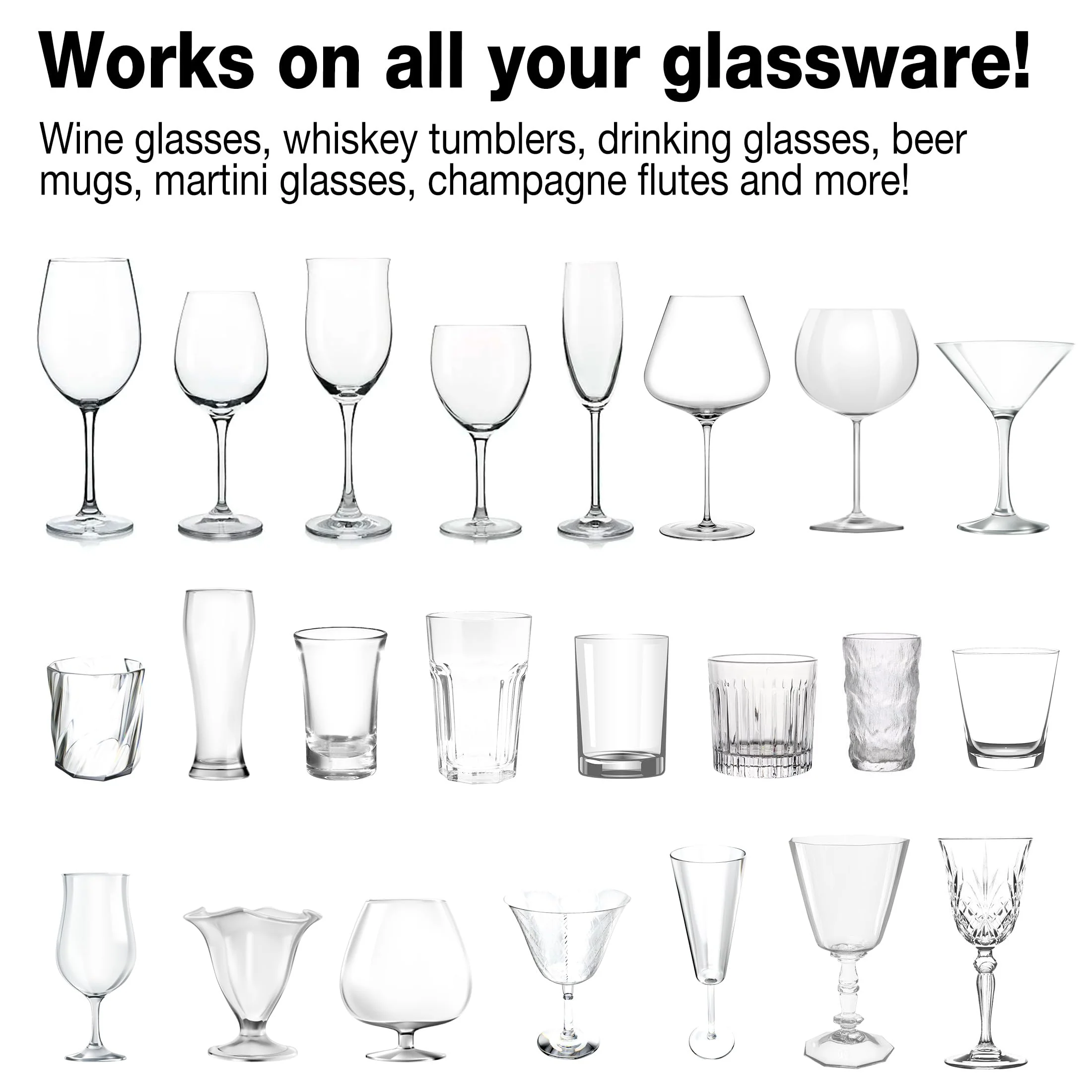 Home Glassware Polisher, World's First Affordable Spinning Glass Polisher, 600 RPM Dries, Polishes, All Glasses, Wine, Bar, Drinking, Wet/Dry, For Sparkling Glassware, Black, Classic Matte - Image 5