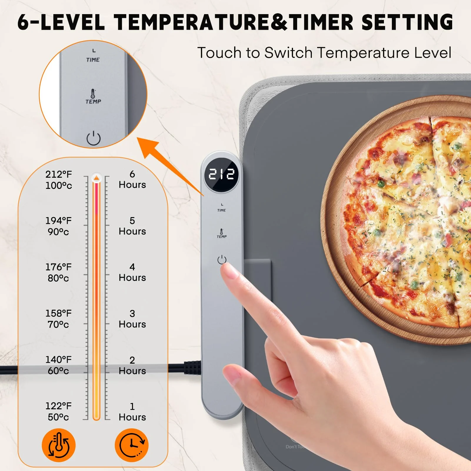 Homelove Warming Mat for Food - Electric Warming Tray with 6-Level Temperature and Hours Setting, Full Surface Graphene Heating, Waterproof Dishwasher-Friendly Food Warmer for Parties, Kitchen (Gray) - Image 6