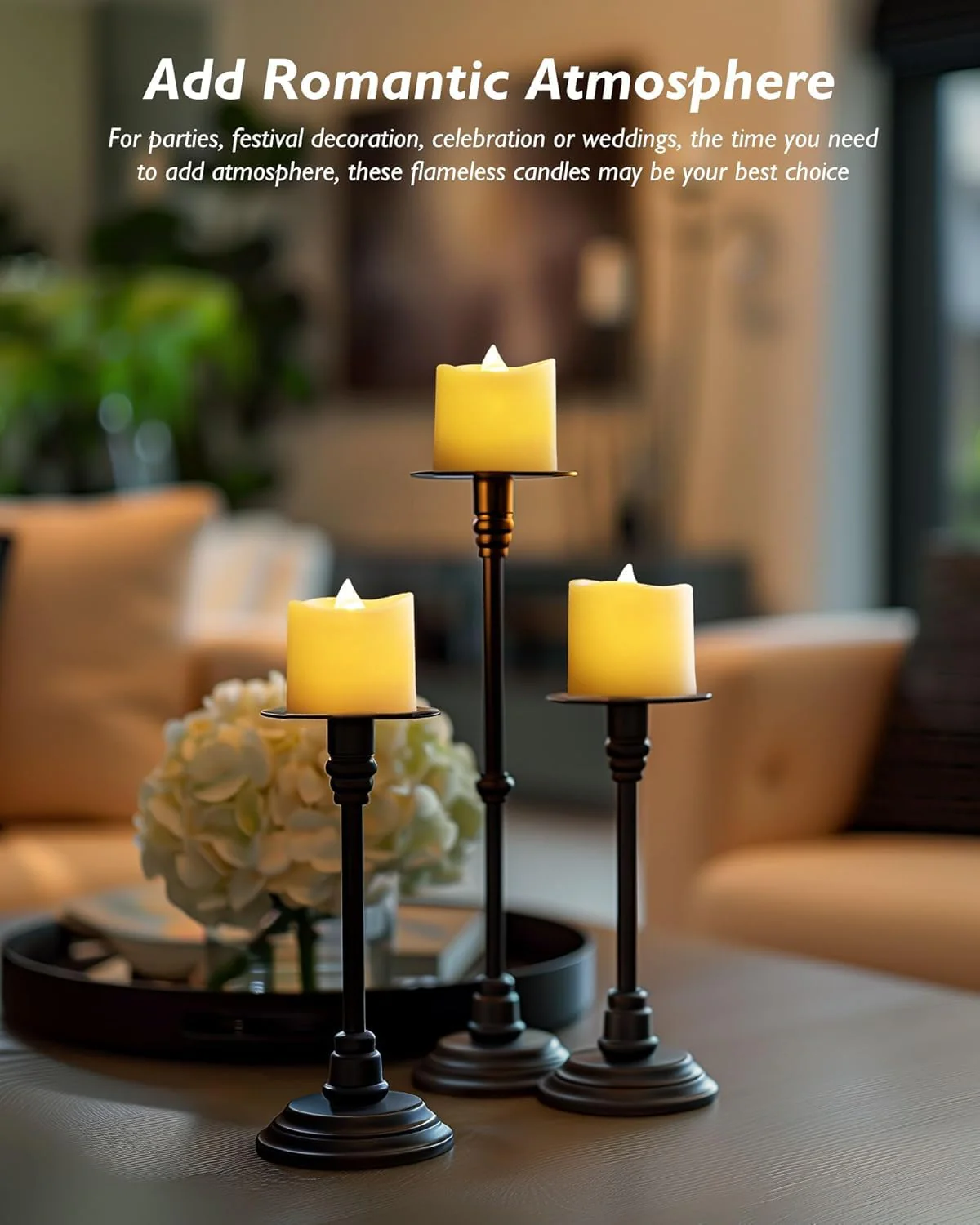 Homemory 24Pack 400+ Hour Timer Remote Control Flameless Votive Candles, Battery Operated LED Tea Lights in Warm White for Outdoor, Table, Halloween, Christmas-Ivory Base - Image 4