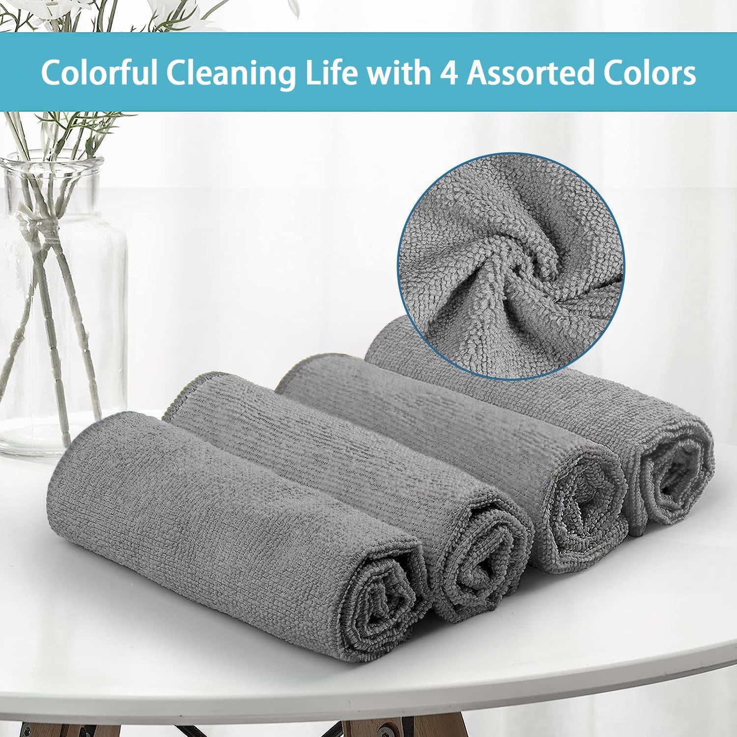 HOMEXCEL Grey Microfiber Cleaning Cloth,150 Pack Cleaning Rags, Cleaning Towels,11.5"X11.5" Shop Towels - Image 7
