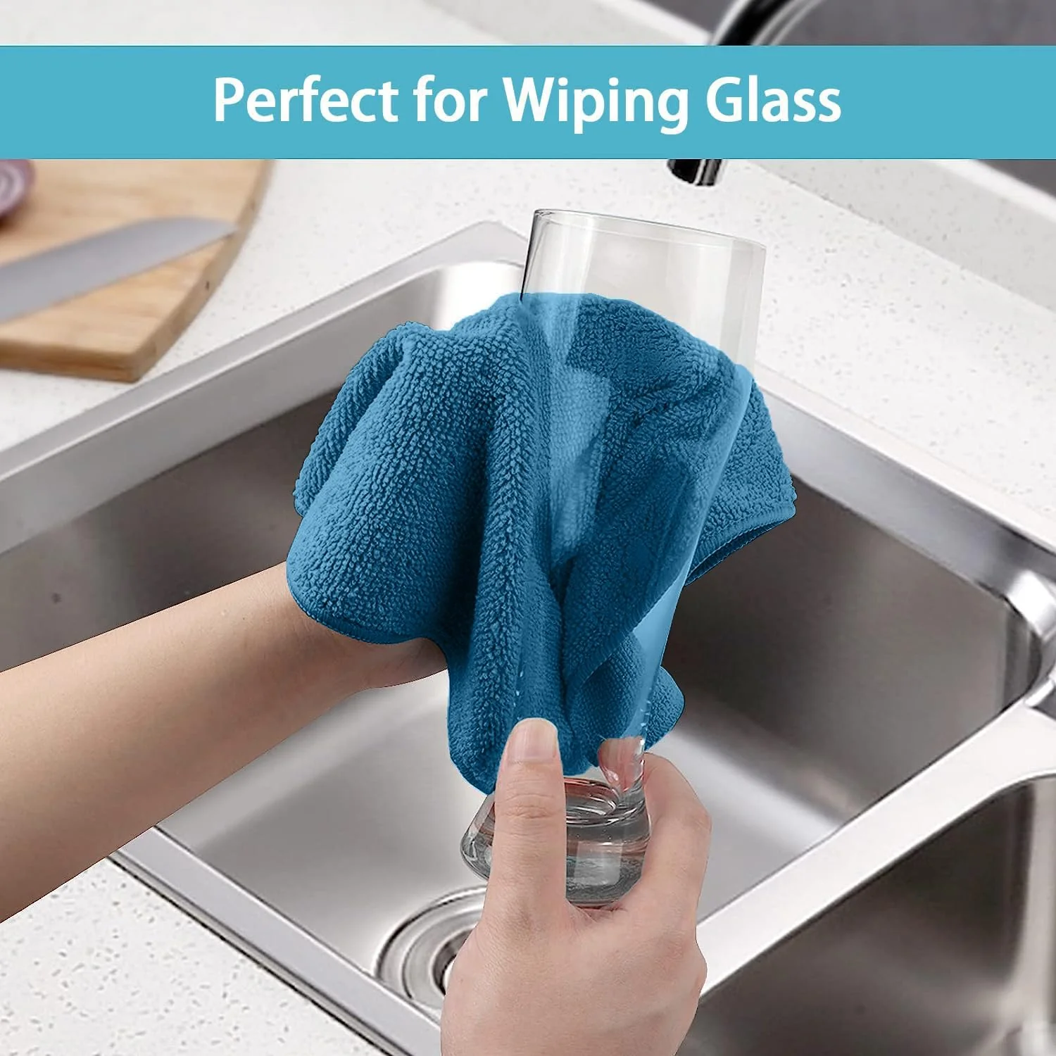 HOMEXCEL Navy Blue Microfiber Cleaning Cloth, 50 Pack Cleaning Towels for Kitchen, Lint Scratch Free, Highly Absorbent, and Reusable Cleaning Rags for House, Window and Glass, Cars, 11.5 X11.5 inch - Image 3