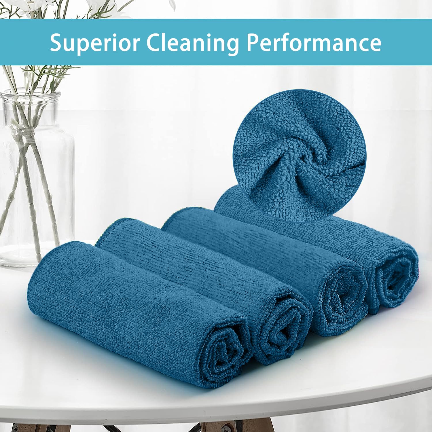 HOMEXCEL Navy Blue Microfiber Cleaning Cloth, 50 Pack Cleaning Towels for Kitchen, Lint Scratch Free, Highly Absorbent, and Reusable Cleaning Rags for House, Window and Glass, Cars, 11.5 X11.5 inch - Image 7