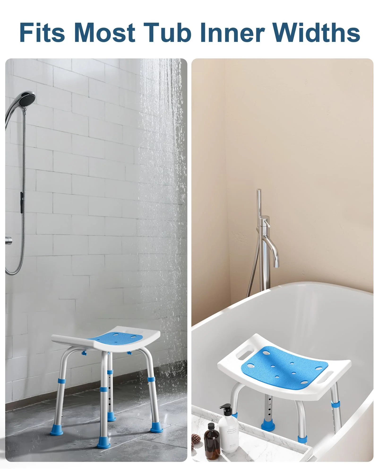 HOMLAND Shower Chair for Inside Shower, FSA/HSA Eligible 400 lbs Adjustable Shower Stool with Suction Feet, Shower Seat for Inside Tub Bathroom Bench Bath Chair for Elderly and Disabled - Image 2
