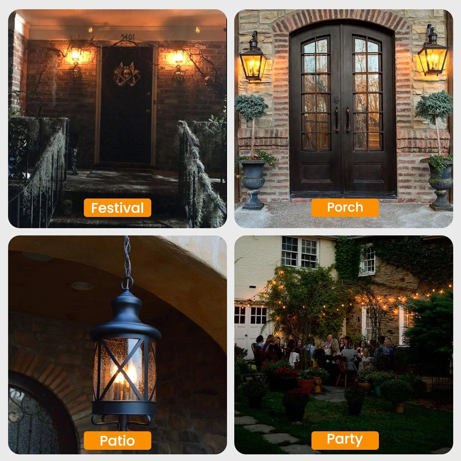 Hompavo 【Upgraded】 LED Flame Light Bulbs, 3 Modes Flickering Light Bulbs, E12 Chandelier Base Candle Fire Light Bulb for Halloween Christmas Party Porch Indoor & Outdoor Home Decoration - 6 Pack - Image 7