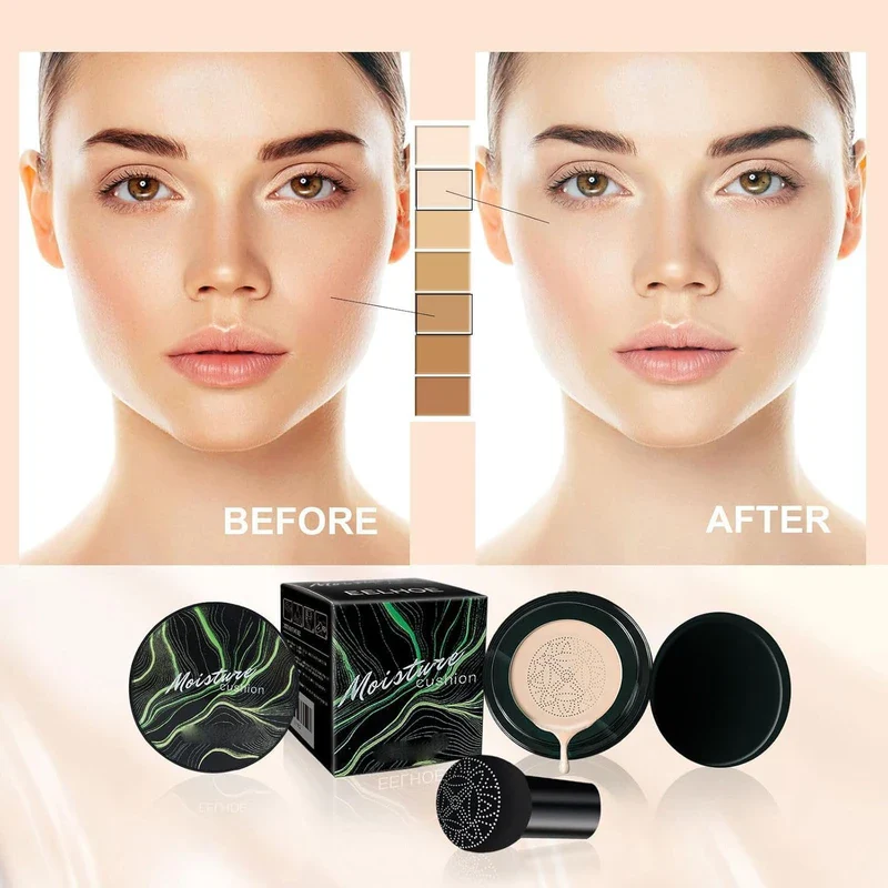 Honey And Pine Makeup, 2025 Moisture Honey And Pine Cc Cream Concealer, Mushroom Head Air Cushion CC Cream, Long-lasting Cushion Foundation CC Cream for All Skin Types (02# Natural) - Image 9