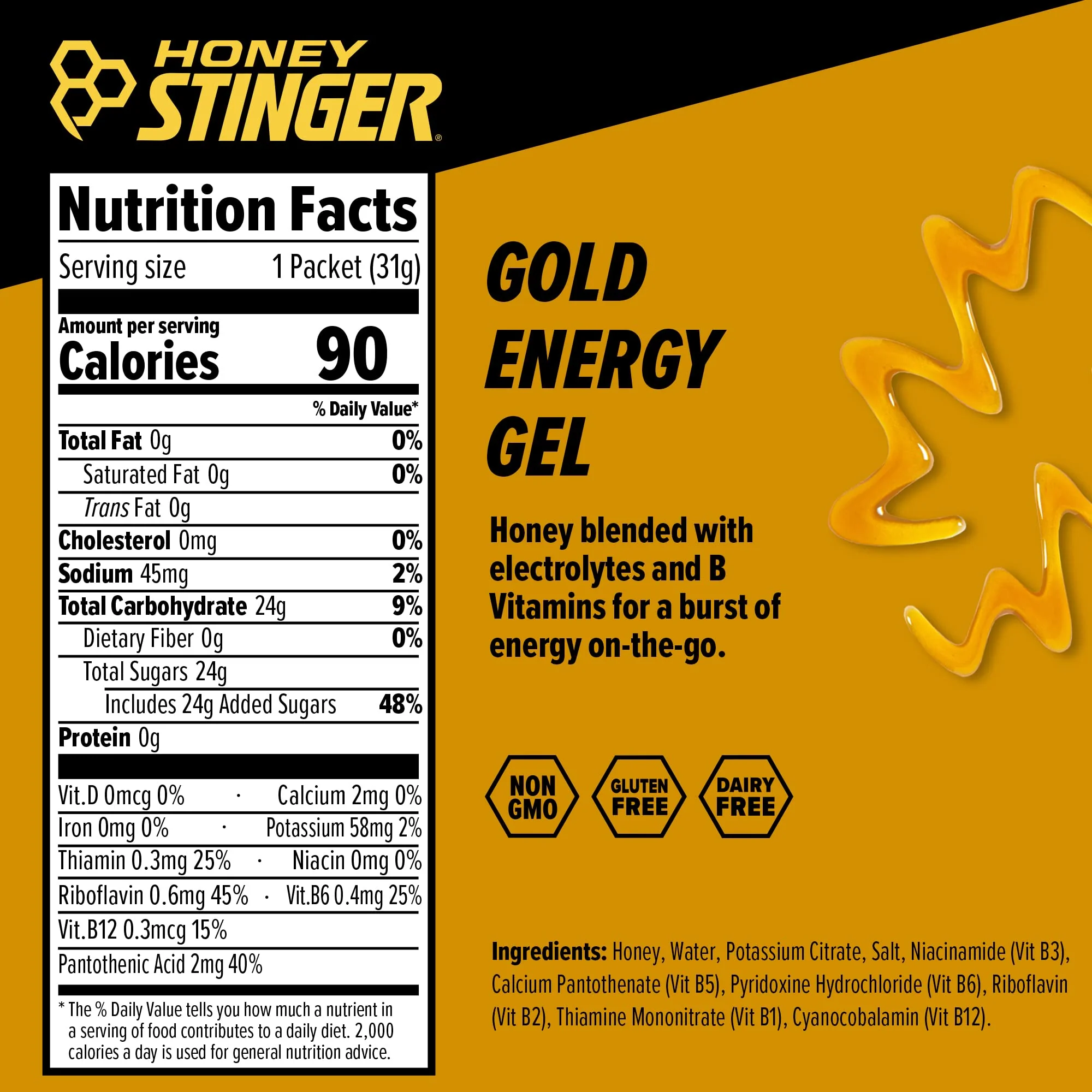 Honey Stinger Energy Gel Variety Pack 12 Packs Each of Gold and Organic Fruit Smoothie Gluten Free & Caffeine Free Sports Nutrition for Home & Gym, Pre and Mid Workout - Image 5