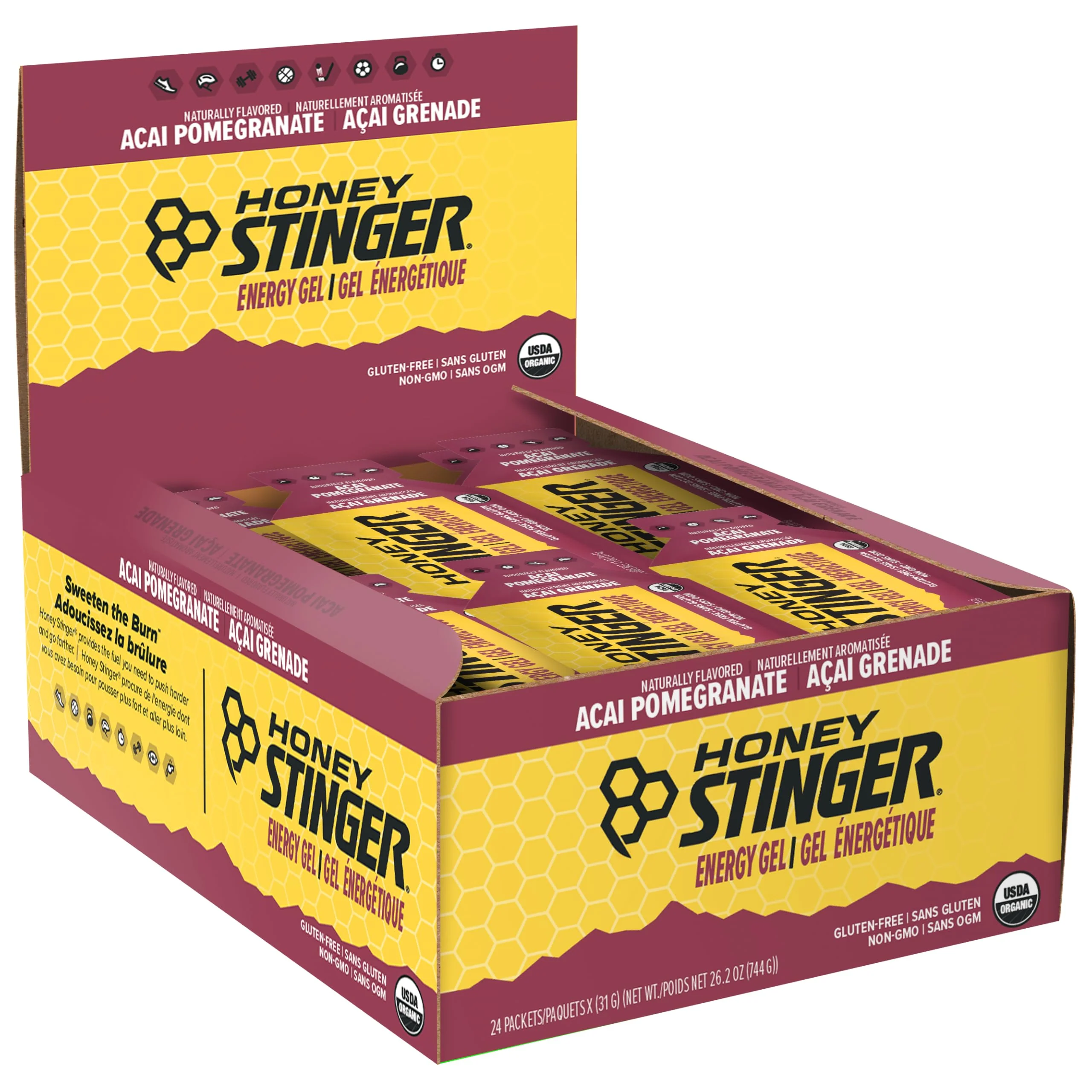 Honey Stinger Organic Acai Pomegranate Energy Gel, Gluten Free & Caffeine Free, for Exercise, Running and Performance, Sports Nutrition for Home & Gym, Pre and Mid Workout, 24 Pack, 26.4 Ounce - Image 5