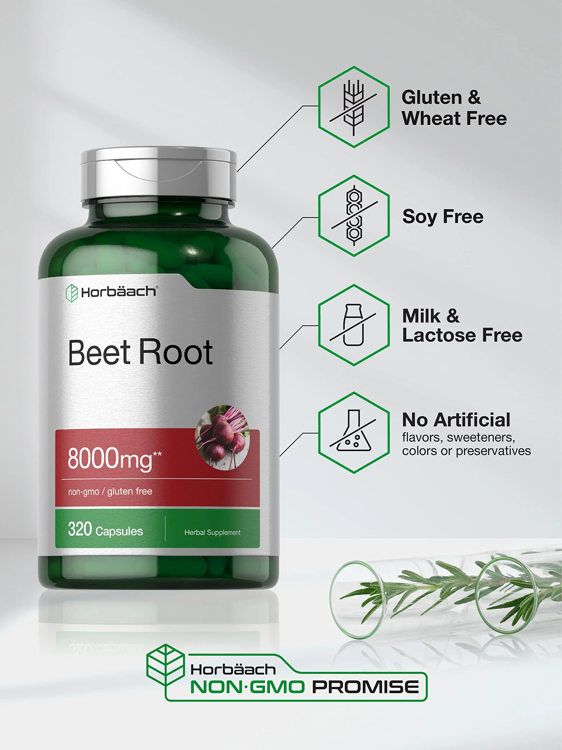Horbäach Beet Root Powder Capsules 8000mg | 320 Pills | Non-GMO, Gluten Free Formula | High Potency Herbal Extract Supplement - Image 5