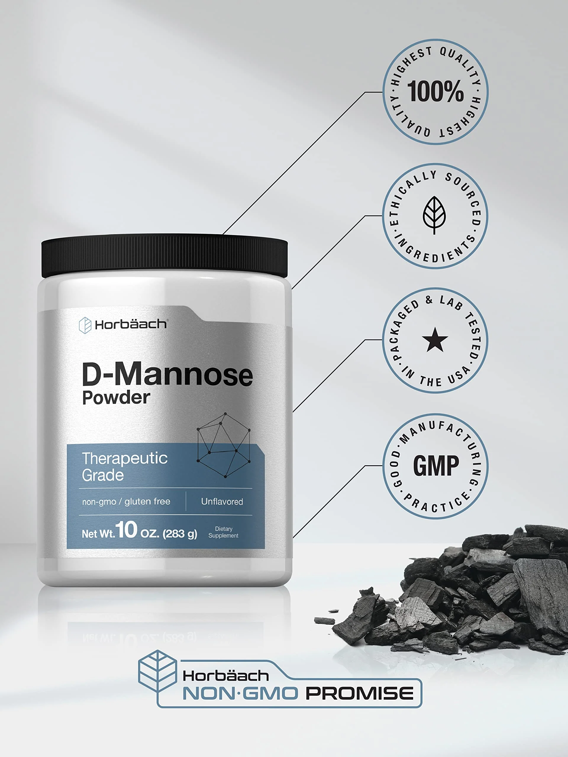 Horbaach D-Mannose Powder Supplement | 10 Oz | Therapeutic Grade | Dietary Supplement for Women and Men | Unflavored | Vegetarian, Non-GMO, and Gluten Free - Image 4