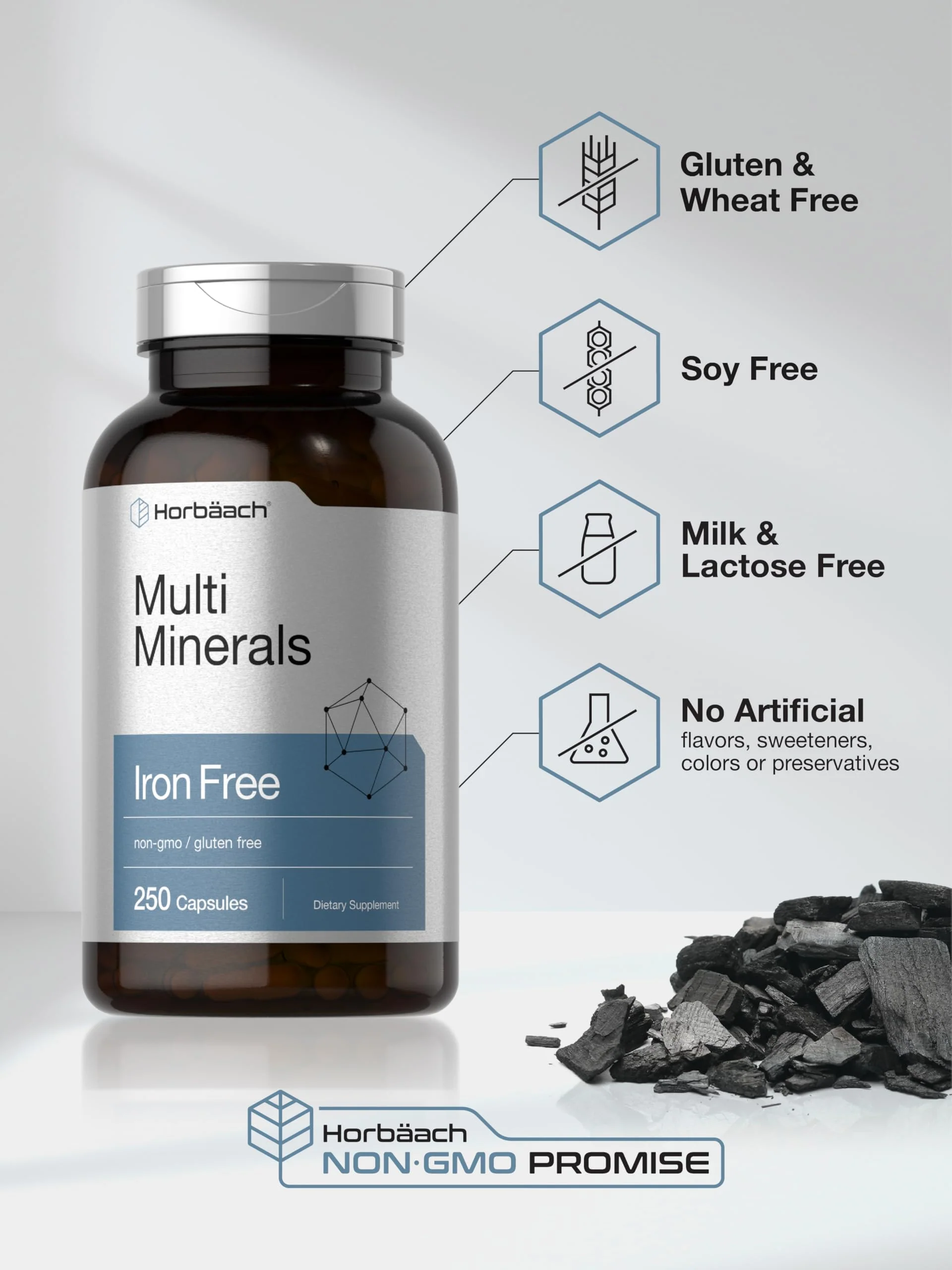 Horbäach Multi Minerals Supplement | 250 Capsules | Iron Free | Daily Mineral Complex for Men and Women | Non-GMO & Gluten Free - Image 4