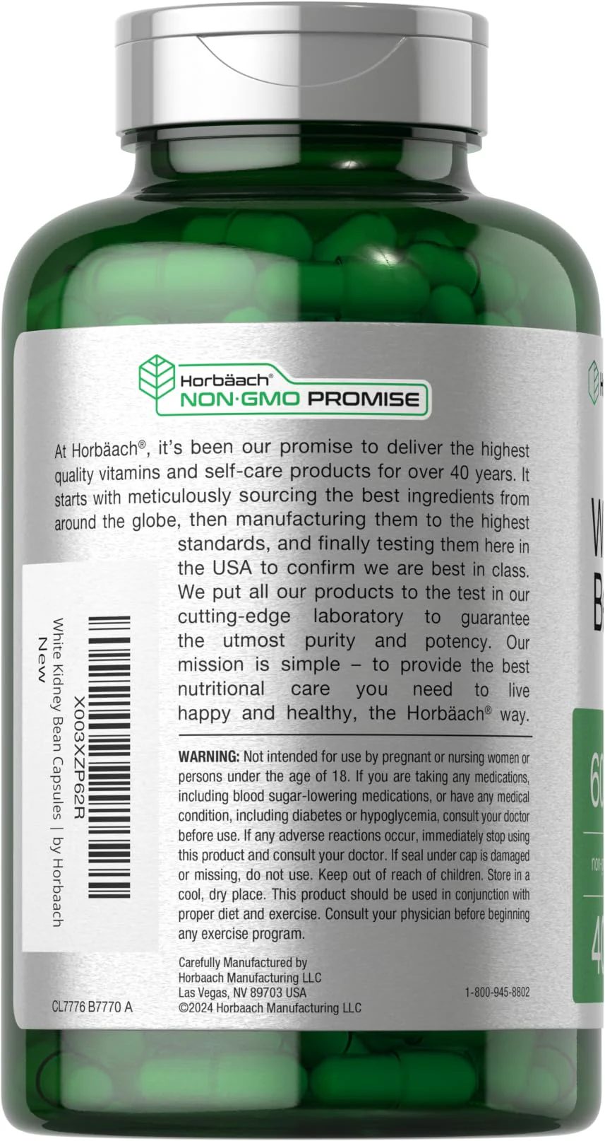 Horbäach White Kidney Bean Extract Capsules | 6000mg | 400 Count | Non-GMO & Gluten Free - Image 7