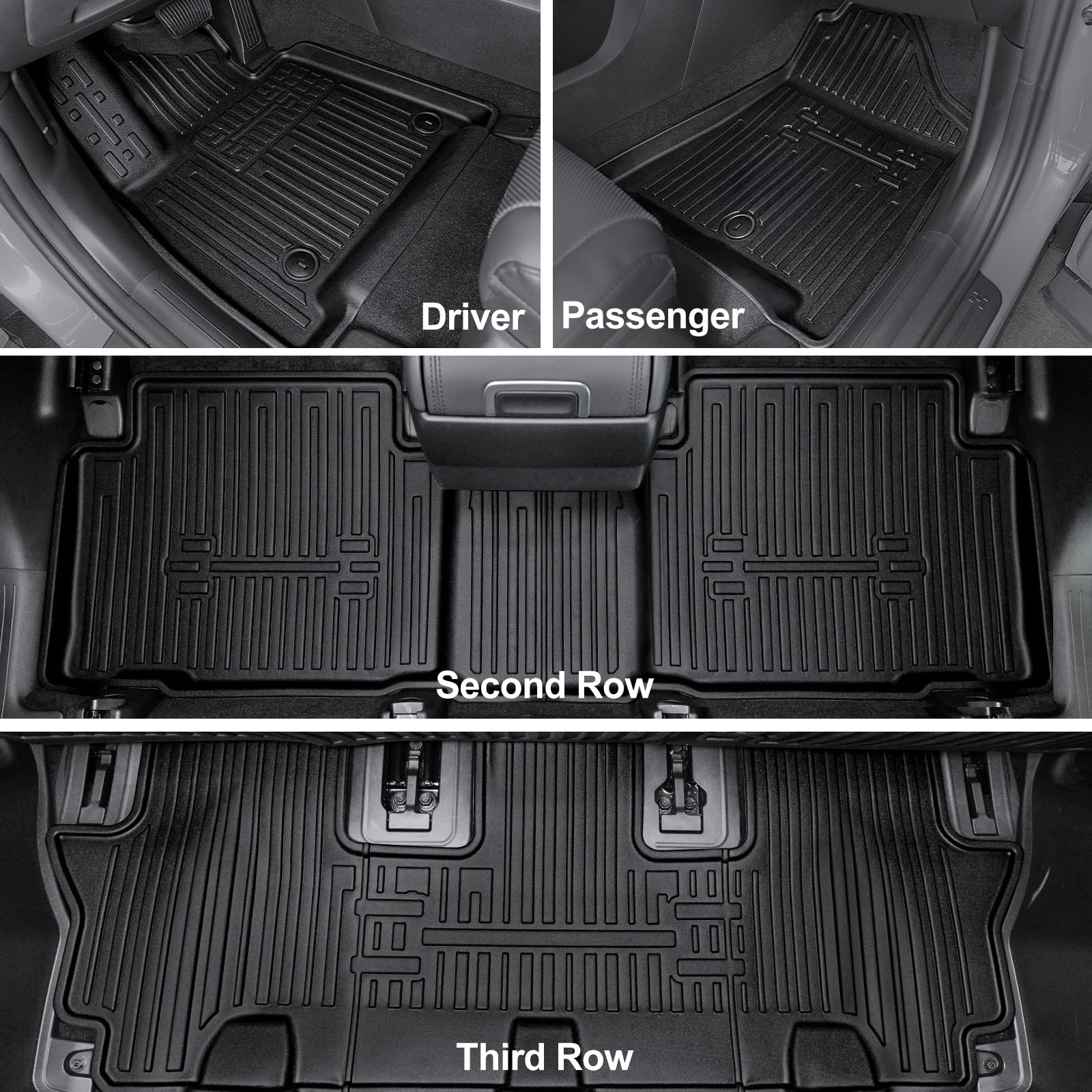HOUCLEMIC Floor Mats for 2025 Hyundai Santa Fe, All Weather TPE Cargo Mat with Backrest Mat Interior Car Mats Protection for Hyundai Santa Fe Calligraphy Accessories (Fit Hybrid and Fuel) 2024 2025 - Image 8