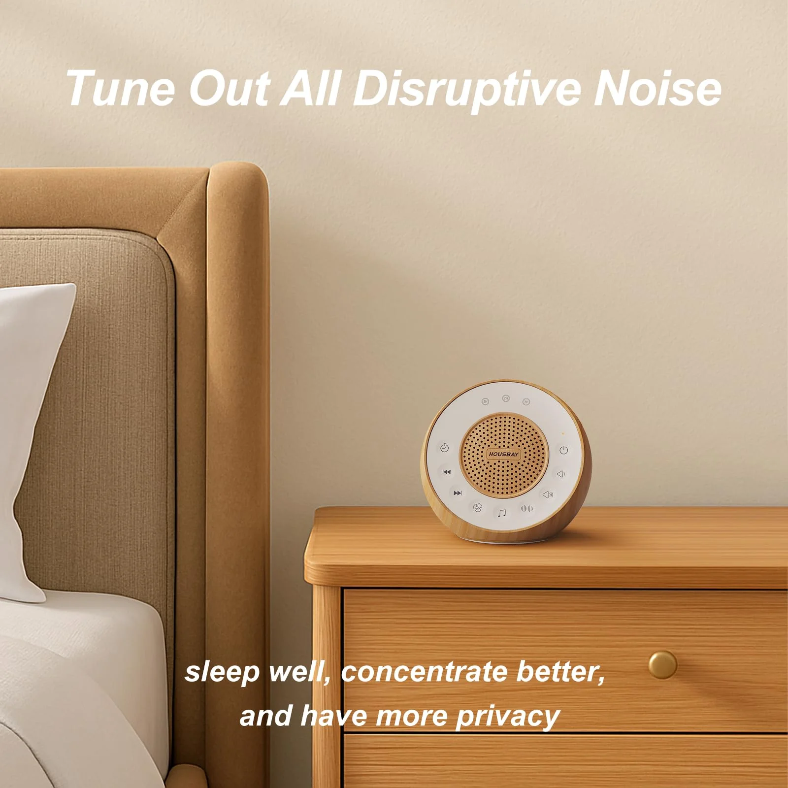 Housbay White Noise Sound Machine, 31 Soothing Sounds, 5W Loud Stereo Sound, Sleep Timer, Small Sleep Machine & Noise Canceling for Sleeping, Relaxation - Image 7